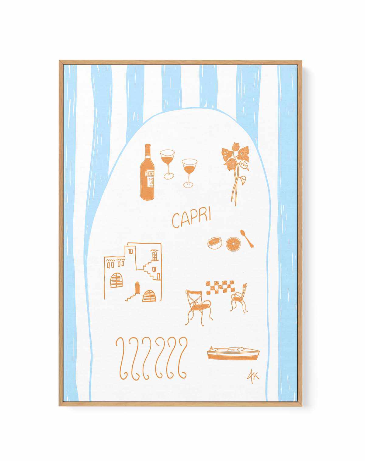 Capri Tan Blue by Anne Korako | Framed Canvas Art Print