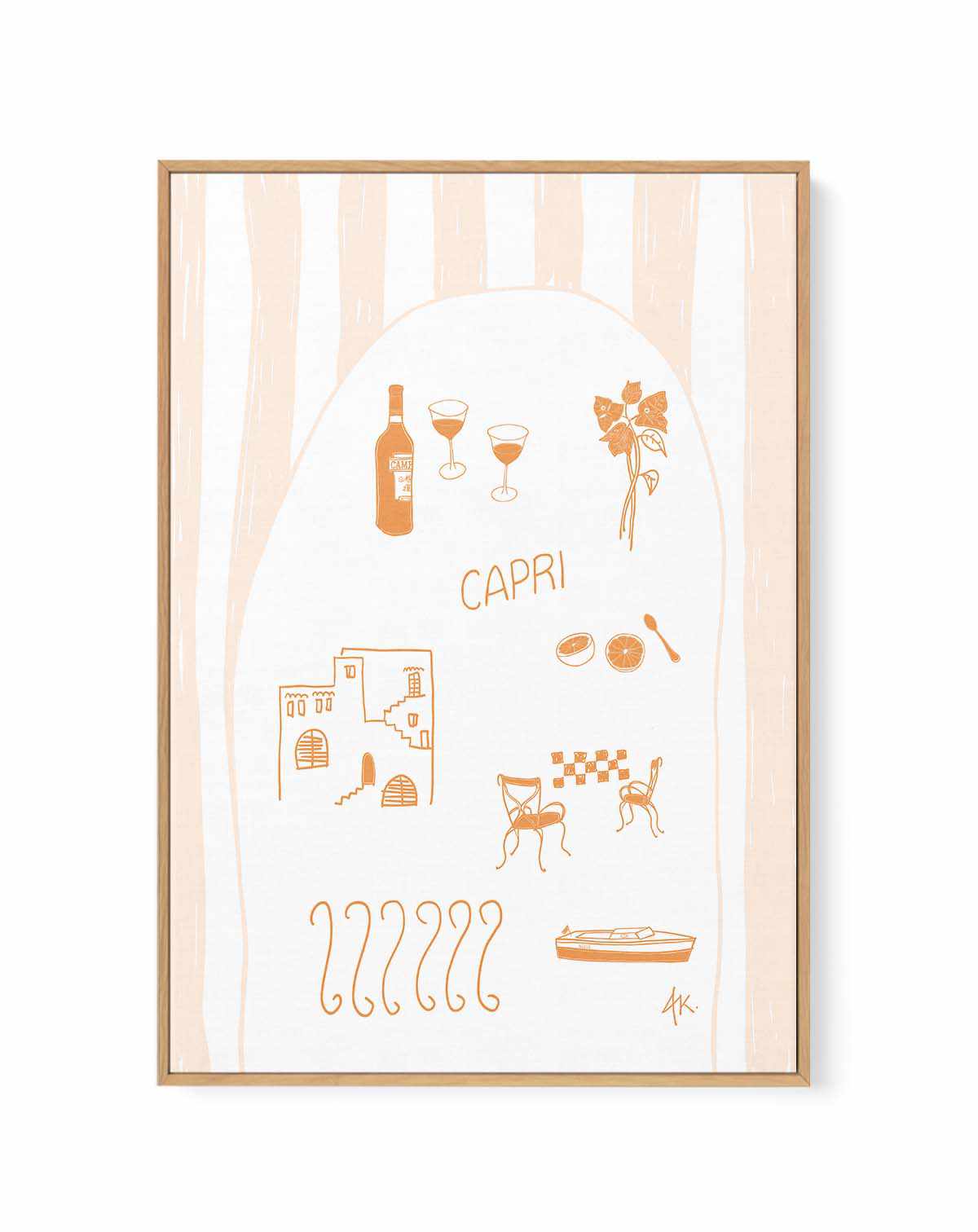 Capri Tan Pink by Anne Korako | Framed Canvas Art Print