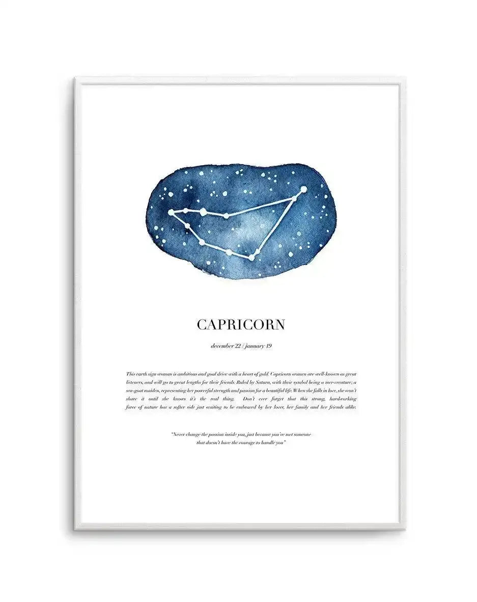 Capricorn | Watercolour Zodiac Art Print-PRINT-Olive et Oriel-Olive et Oriel-A5 | 5.8" x 8.3" | 14.8 x 21cm-Unframed Art Print-With White Border-Buy-Australian-Art-Prints-Online-with-Olive-et-Oriel-Your-Artwork-Specialists-Austrailia-Decorate-With-Coastal-Photo-Wall-Art-Prints-From-Our-Beach-House-Artwork-Collection-Fine-Poster-and-Framed-Artwork