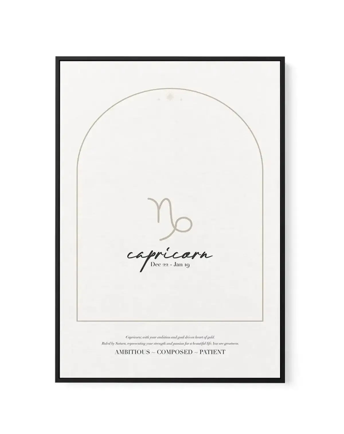 Capricorn Star Sign | Framed Canvas-CANVAS-You can shop wall art online with Olive et Oriel for everything from abstract art to fun kids wall art. Our beautiful modern art prints and canvas art are available from large canvas prints to wall art paintings and our proudly Australian artwork collection offers only the highest quality framed large wall art and canvas art Australia - You can buy fashion photography prints or Hampton print posters and paintings on canvas from Olive et Oriel and have t