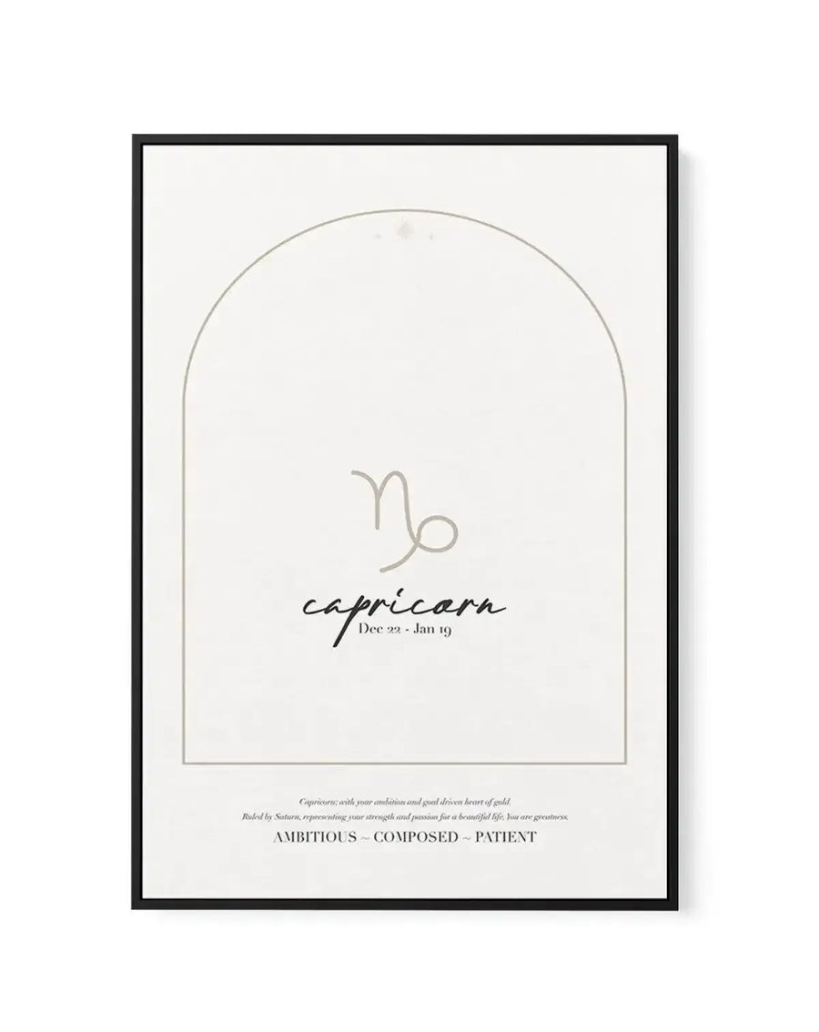 Capricorn Star Sign | Framed Canvas-CANVAS-You can shop wall art online with Olive et Oriel for everything from abstract art to fun kids wall art. Our beautiful modern art prints and canvas art are available from large canvas prints to wall art paintings and our proudly Australian artwork collection offers only the highest quality framed large wall art and canvas art Australia - You can buy fashion photography prints or Hampton print posters and paintings on canvas from Olive et Oriel and have t