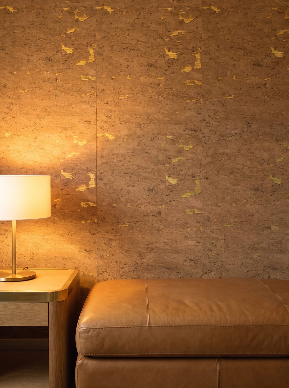 caramel gold cork wallpaper lounge wallcovering