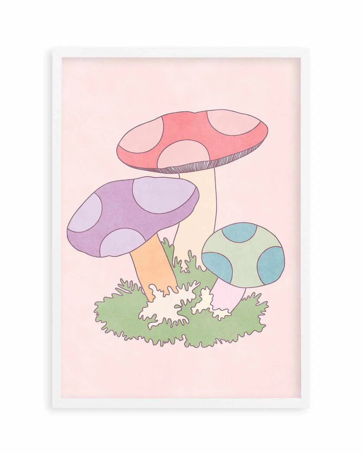 Cartoon Mushrooms Art Print from Olive et Oriel where you can shop wallpaper and artworks online