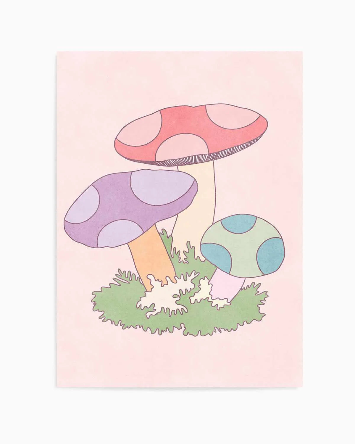 Cartoon Mushrooms Art Print from Olive et Oriel where you can shop wallpaper and artworks online