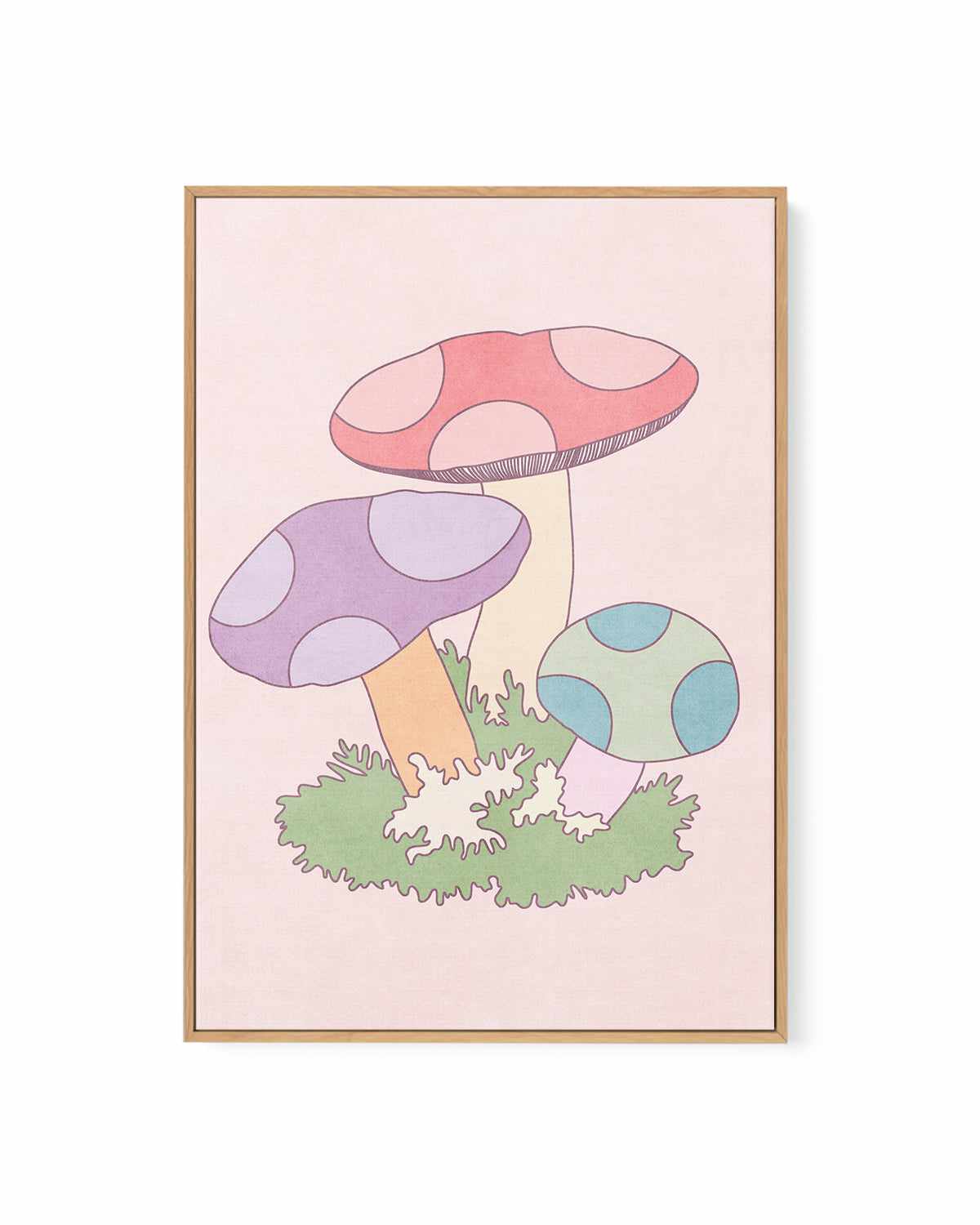 Cartoon Mushrooms | Framed Canvas Art Print