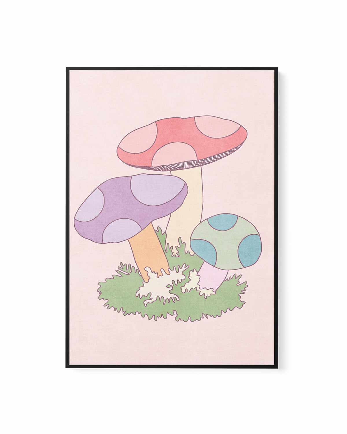 Cartoon Mushrooms | Framed Canvas Art Print