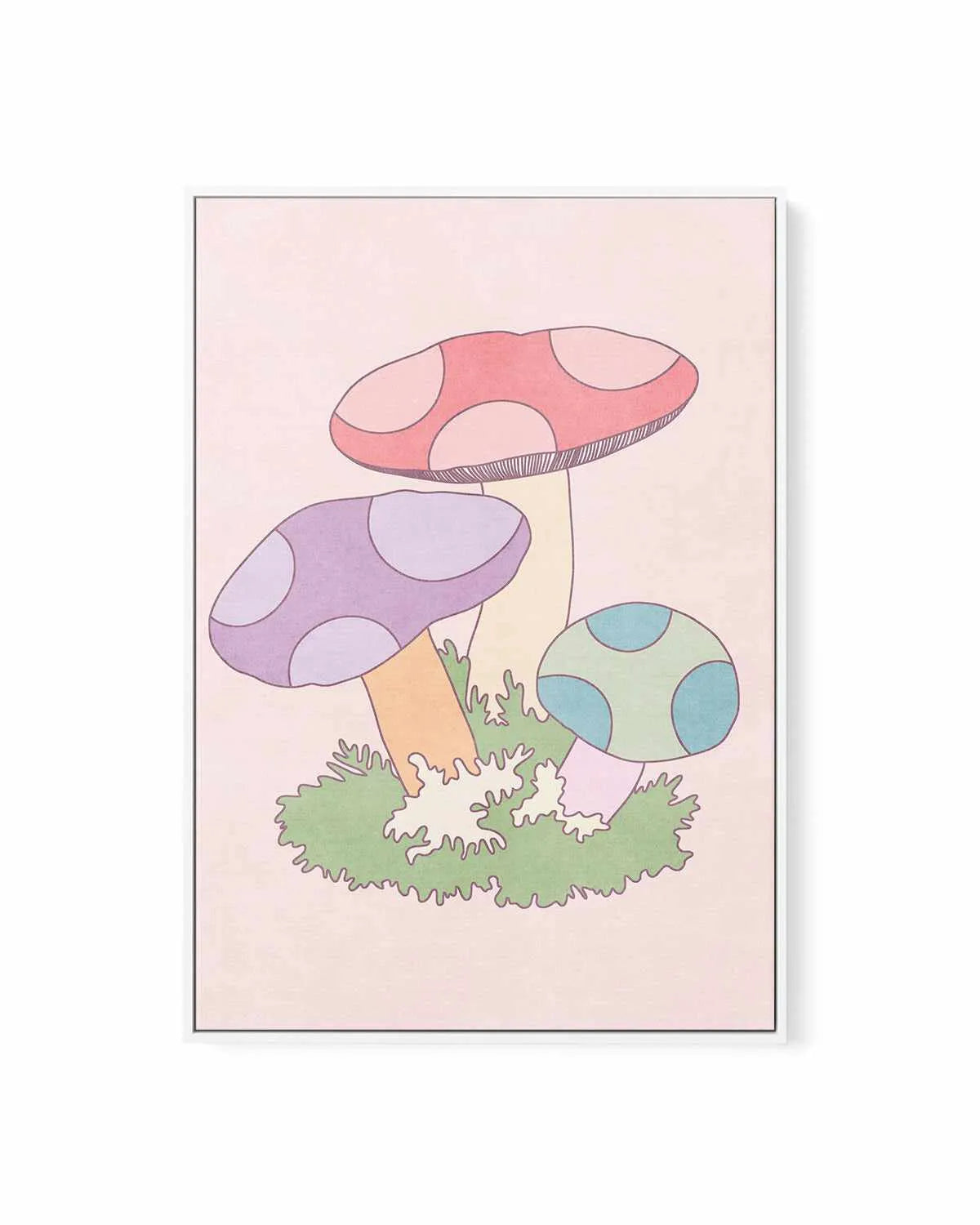 Cartoon Mushrooms | Framed Canvas Art Print from Olive et Oriel where you can shop wallpaper and artworks online