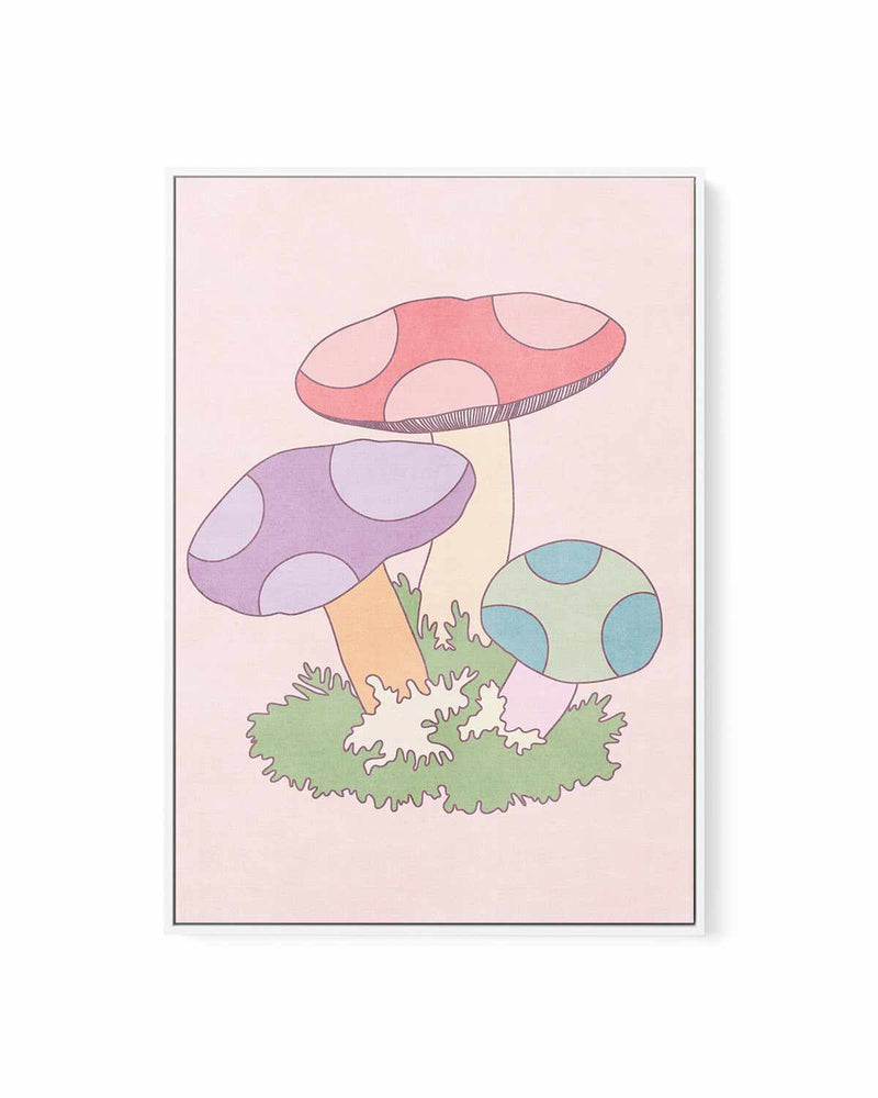 Cartoon Mushrooms | Framed Canvas Art Print