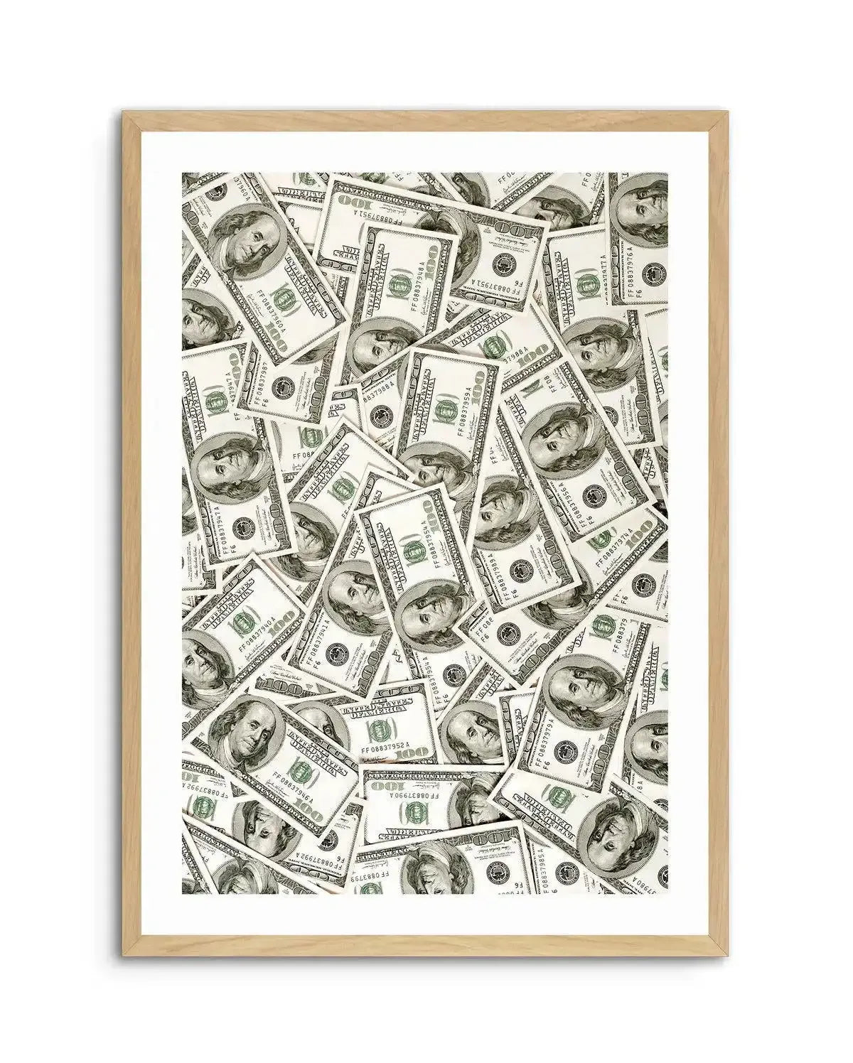 Cash Money Dollar Bills Art Print-PRINT-Olive et Oriel-Olive et Oriel-A5 | 5.8" x 8.3" | 14.8 x 21cm-Oak-With White Border-Buy-Australian-Art-Prints-Online-with-Olive-et-Oriel-Your-Artwork-Specialists-Austrailia-Decorate-With-Coastal-Photo-Wall-Art-Prints-From-Our-Beach-House-Artwork-Collection-Fine-Poster-and-Framed-Artwork