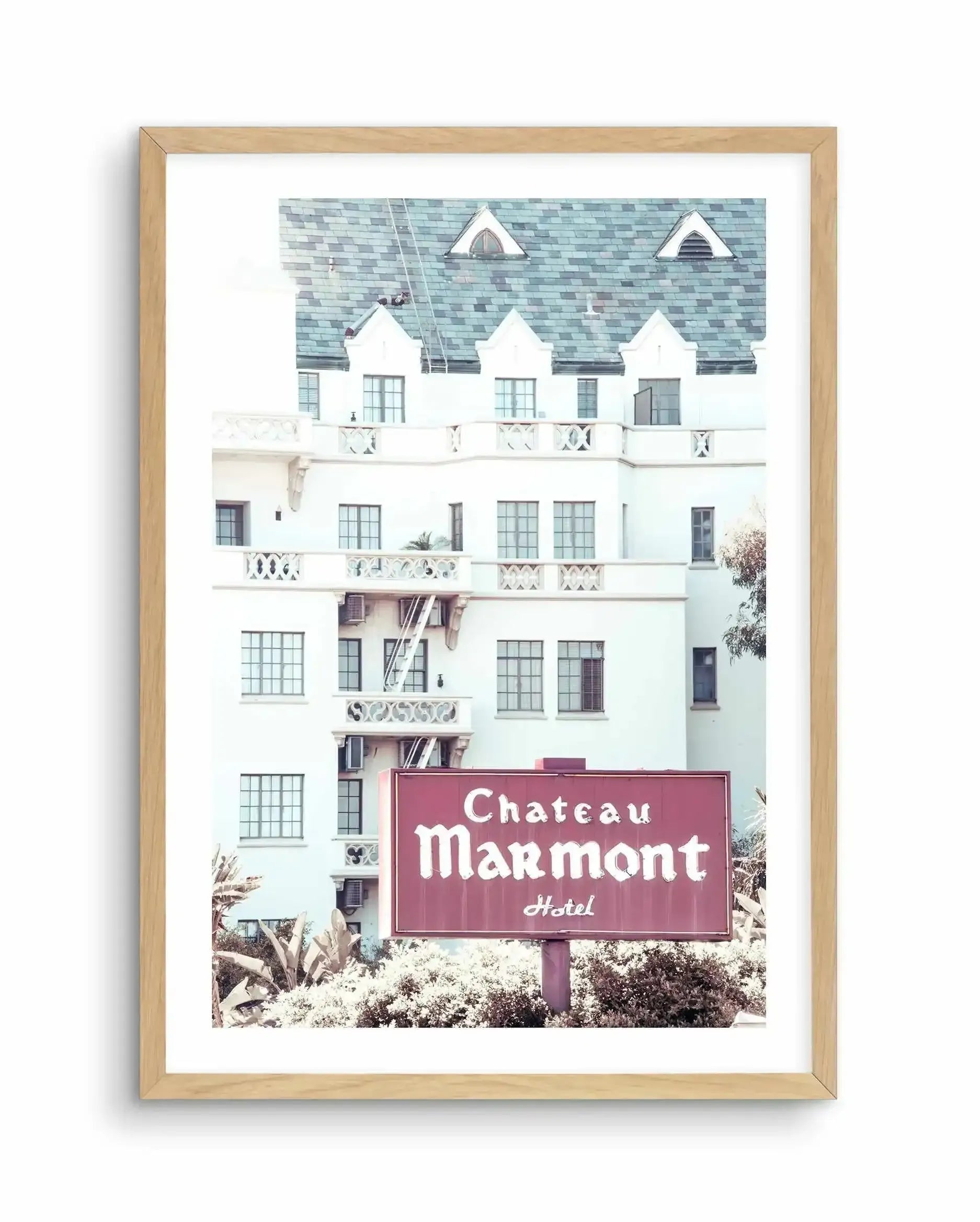 Chateau Marmont | Vintage Art Print-PRINT-Olive et Oriel-Olive et Oriel-A4 | 8.3" x 11.7" | 21 x 29.7cm-Oak-With White Border-Buy-Australian-Art-Prints-Online-with-Olive-et-Oriel-Your-Artwork-Specialists-Austrailia-Decorate-With-Coastal-Photo-Wall-Art-Prints-From-Our-Beach-House-Artwork-Collection-Fine-Poster-and-Framed-Artwork