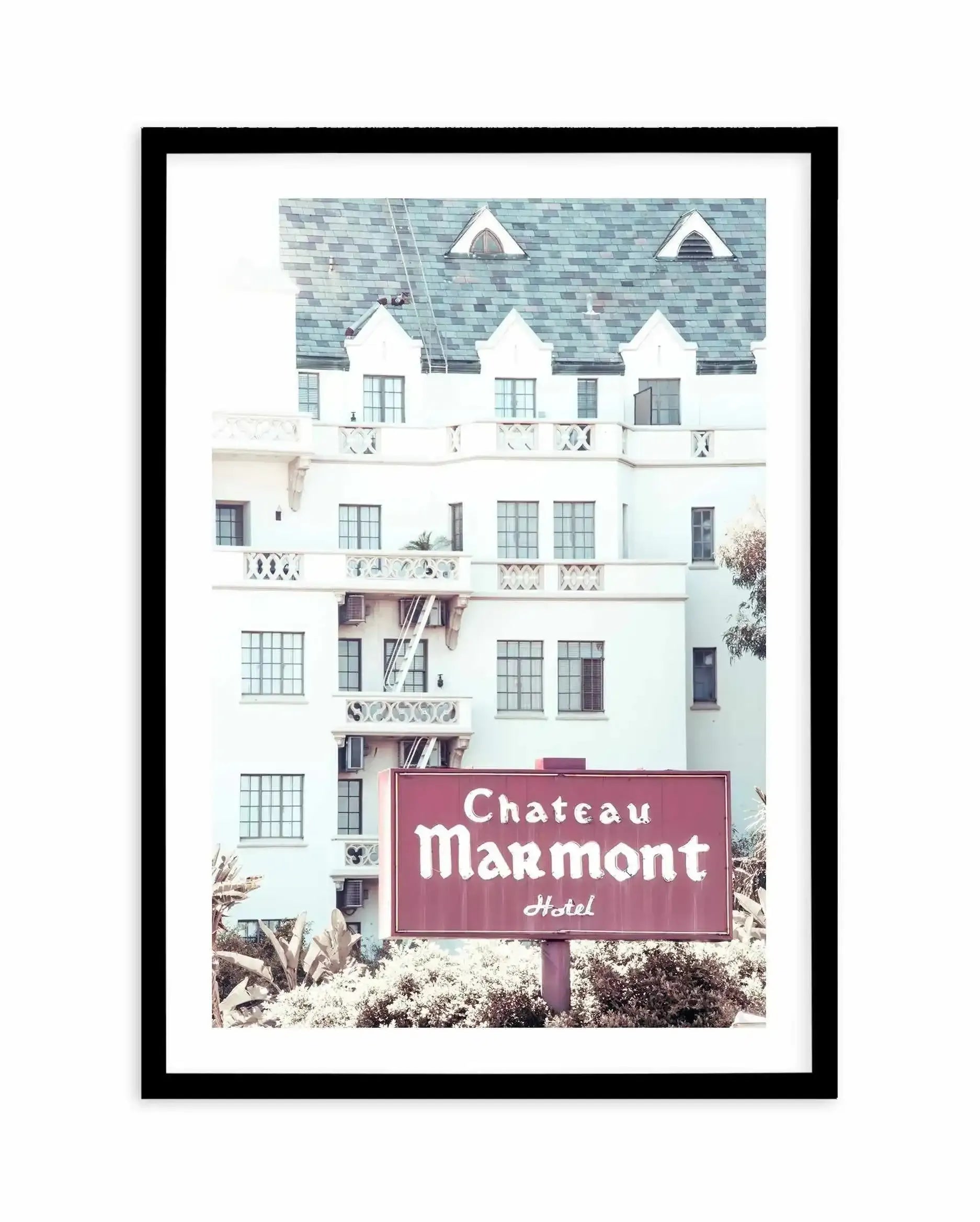 Chateau Marmont | Vintage Art Print-PRINT-Olive et Oriel-Olive et Oriel-A4 | 8.3" x 11.7" | 21 x 29.7cm-Black-With White Border-Buy-Australian-Art-Prints-Online-with-Olive-et-Oriel-Your-Artwork-Specialists-Austrailia-Decorate-With-Coastal-Photo-Wall-Art-Prints-From-Our-Beach-House-Artwork-Collection-Fine-Poster-and-Framed-Artwork