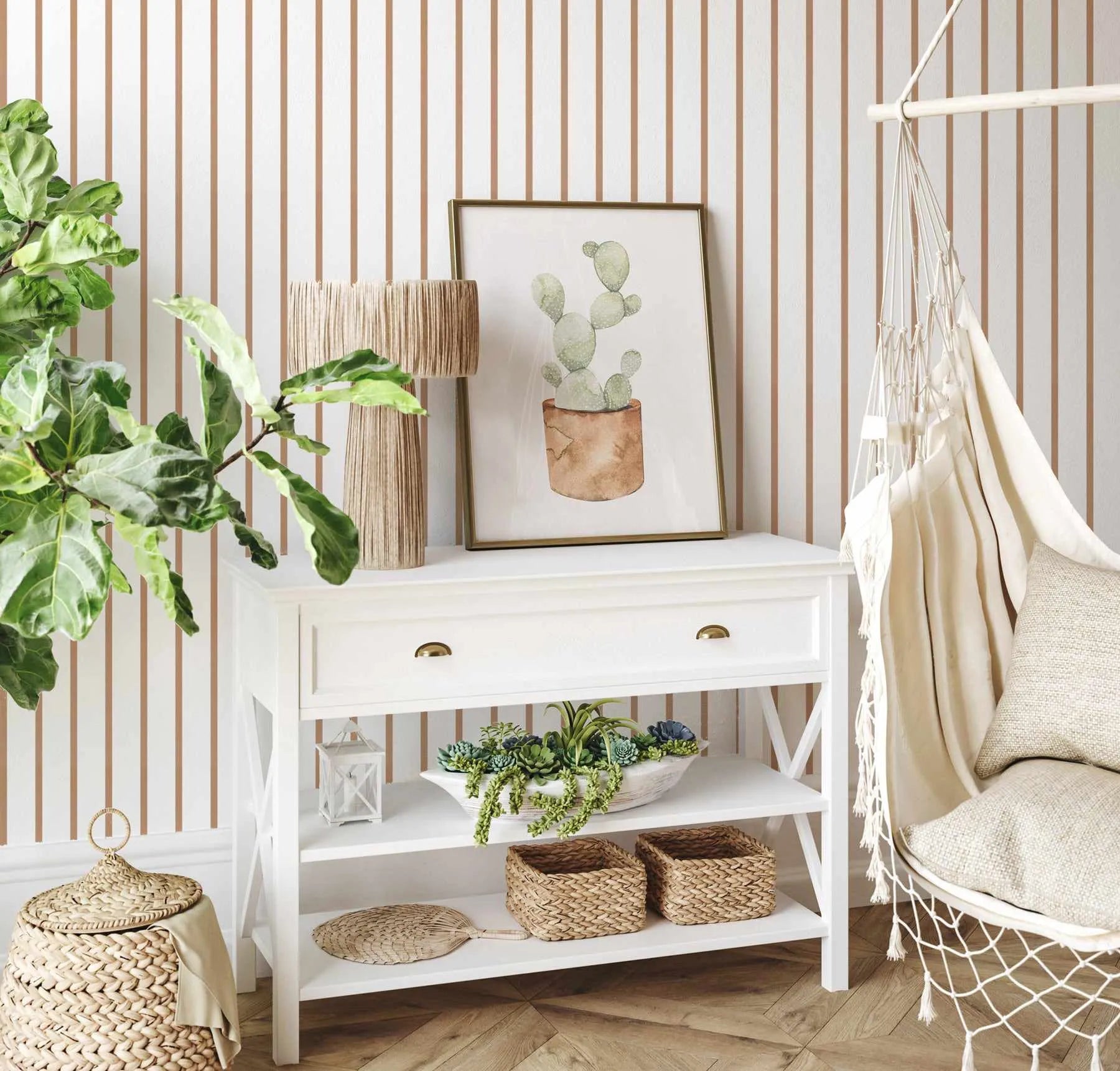 Stripe Wallpaper In Chocolate from Olive et Oriel where you can shop wallpaper and artworks online