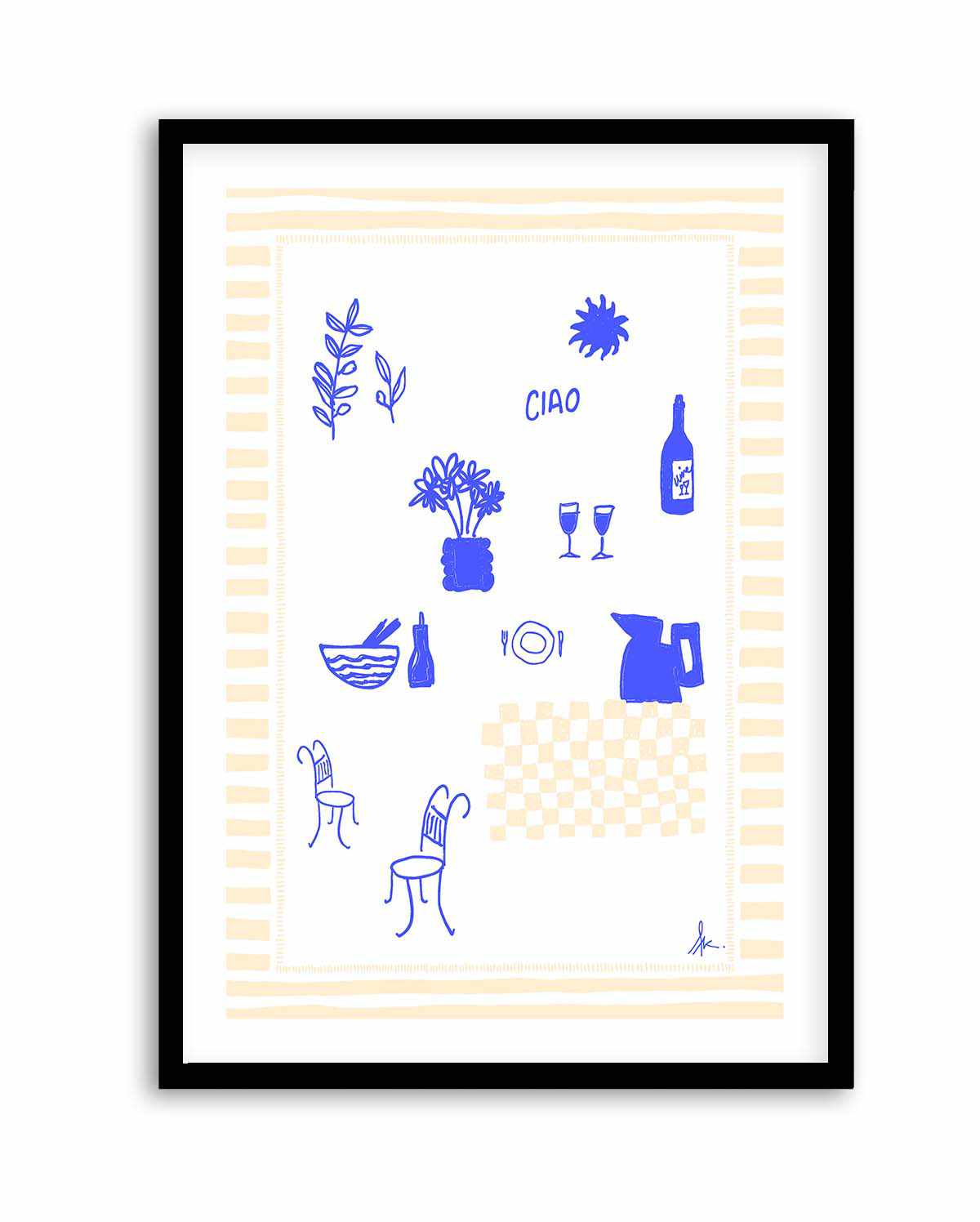 Ciao Deep Blue Beige by Anne Korako | Art Print