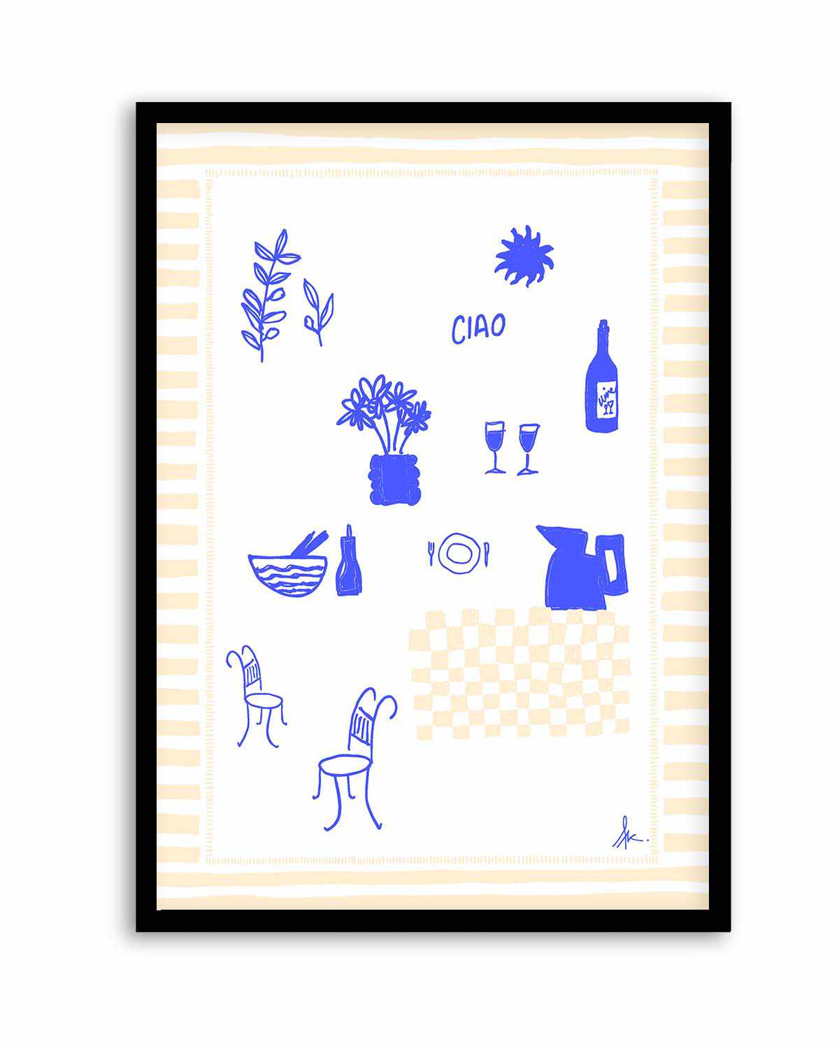 Ciao Deep Blue Beige by Anne Korako | Art Print