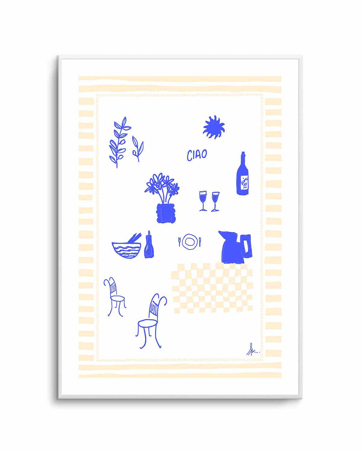 Ciao Deep Blue Beige by Anne Korako | Art Print