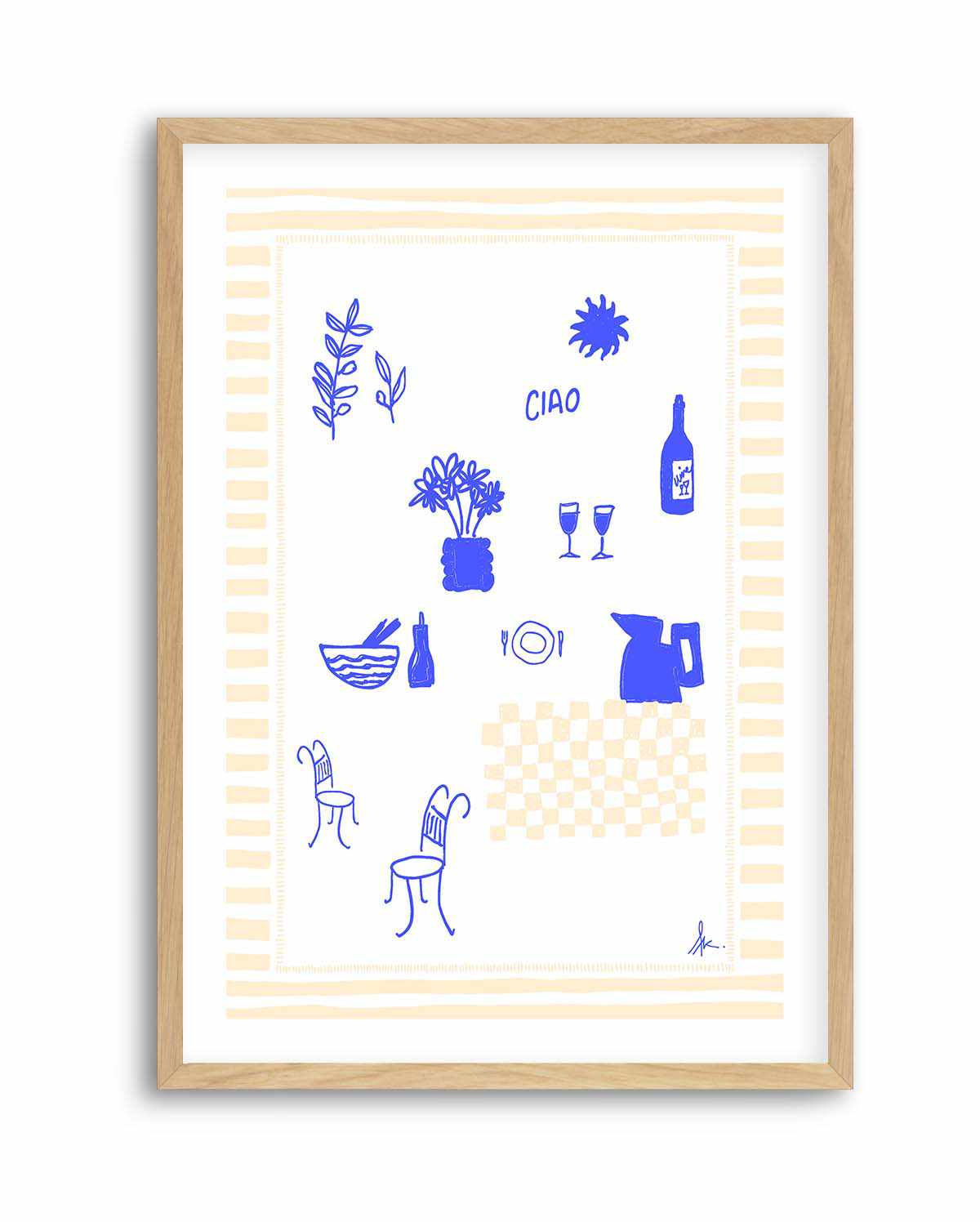 Ciao Deep Blue Beige by Anne Korako | Art Print