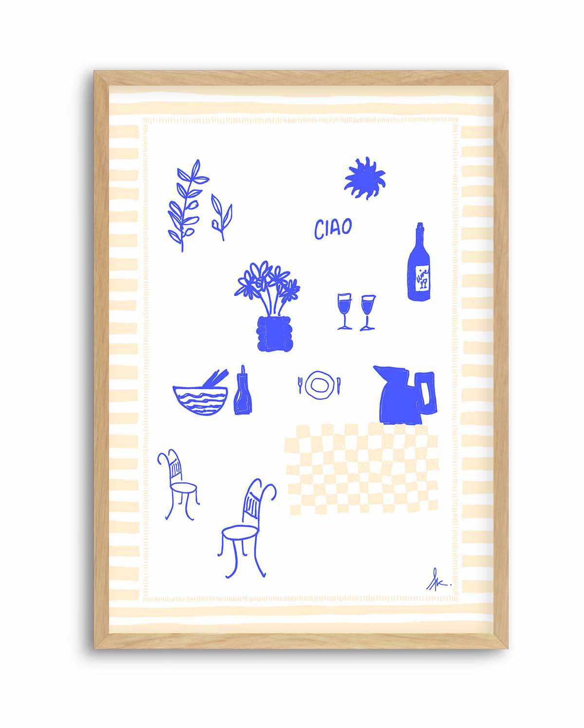 Ciao Deep Blue Beige by Anne Korako | Art Print