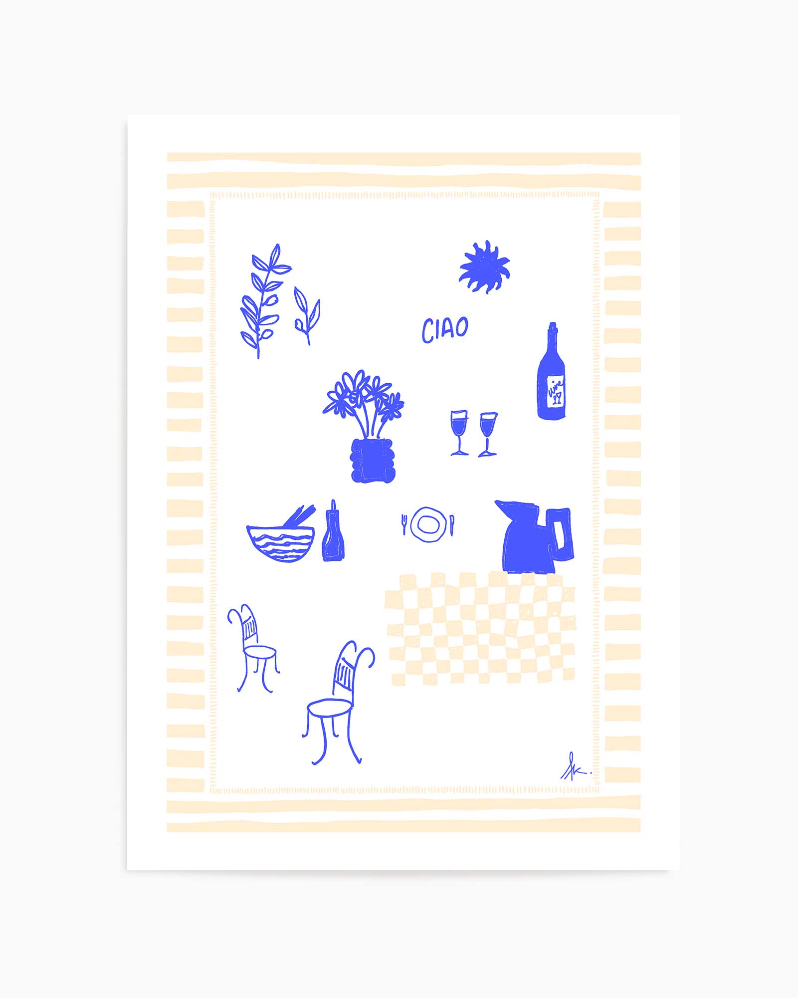 Ciao Deep Blue Beige by Anne Korako | Art Print