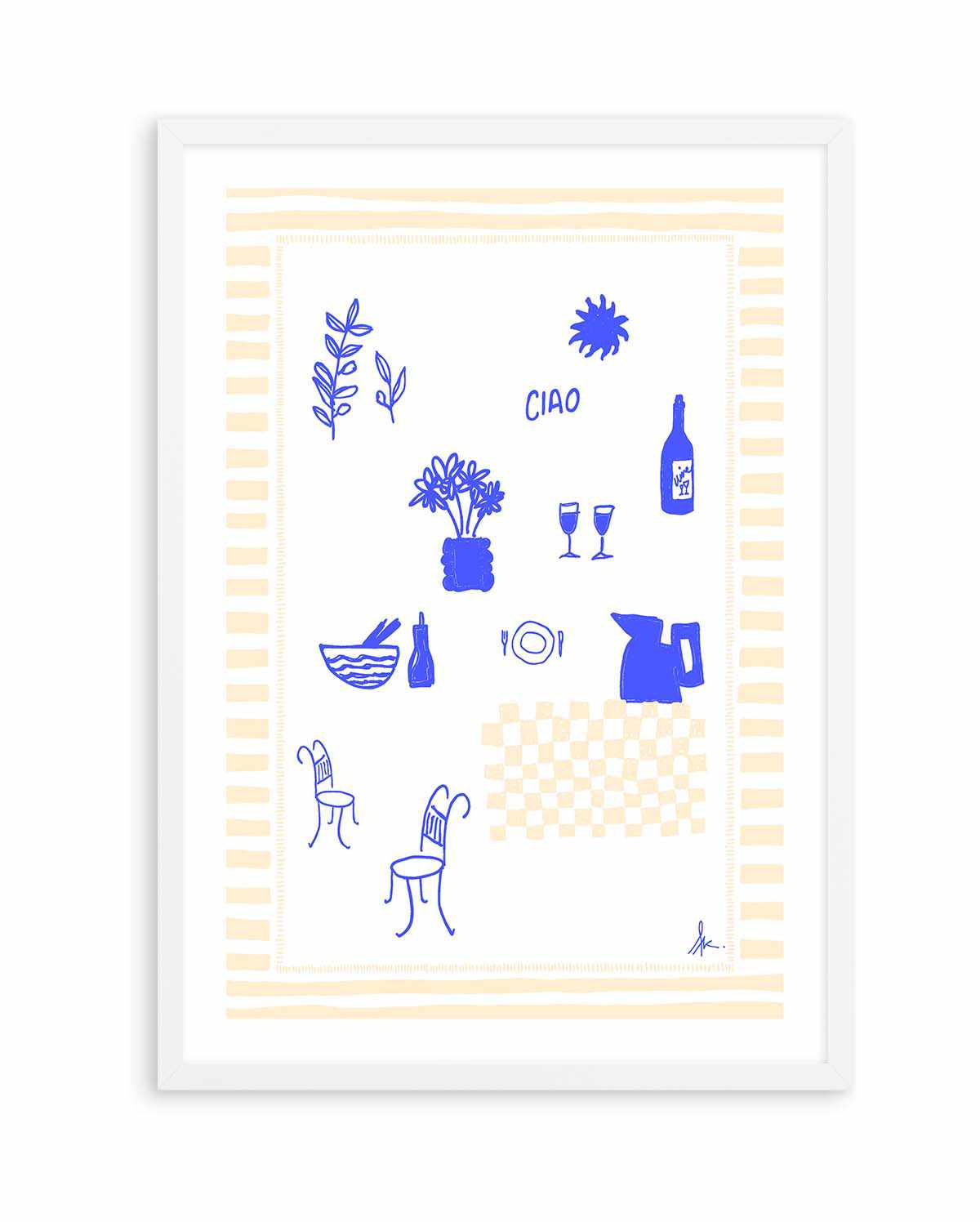 Ciao Deep Blue Beige by Anne Korako | Art Print