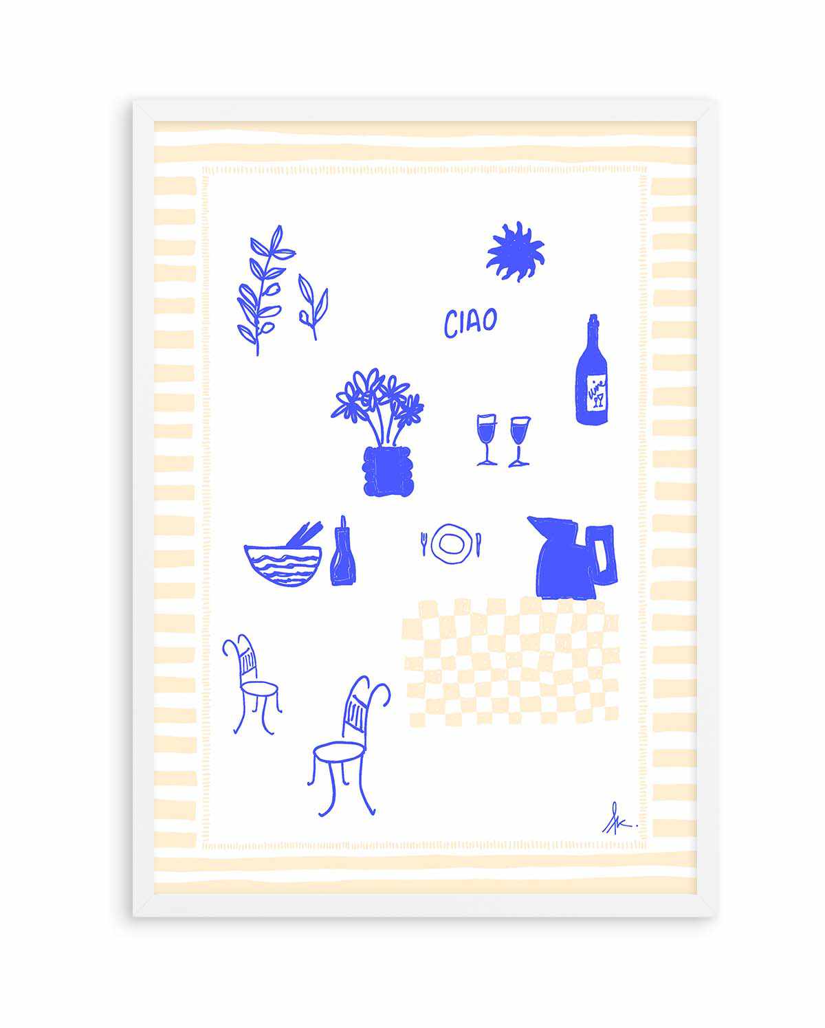 Ciao Deep Blue Beige by Anne Korako | Art Print