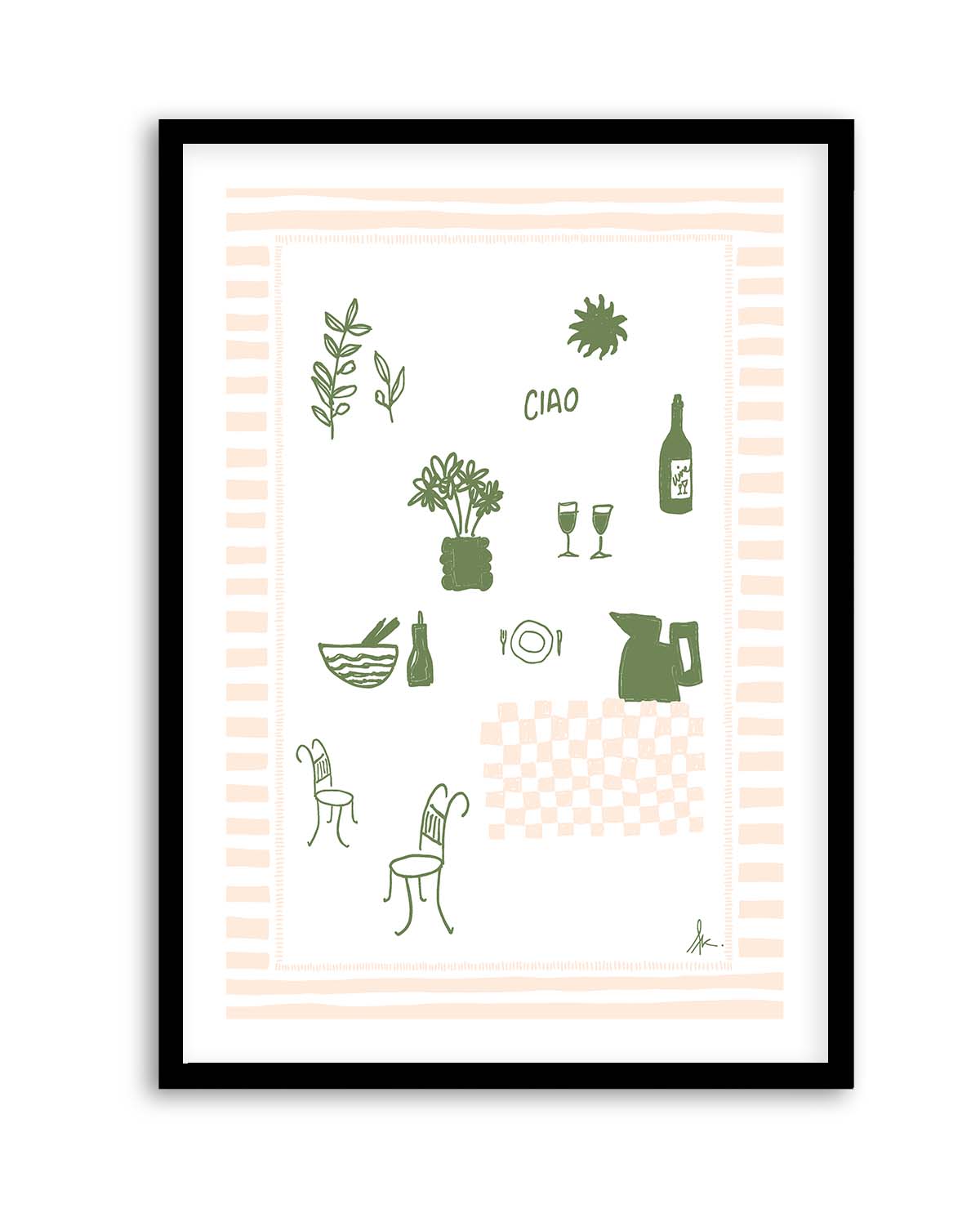 Ciao Forest Green Pink by Anne Korako | Art Print