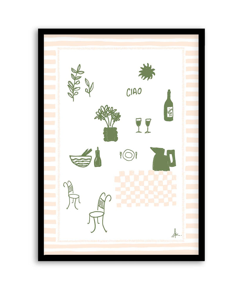 Ciao Forest Green Pink by Anne Korako | Art Print