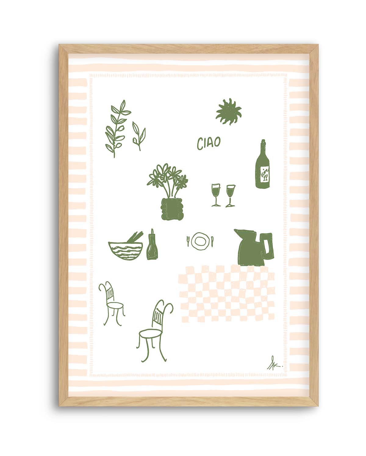 Ciao Forest Green Pink by Anne Korako | Art Print