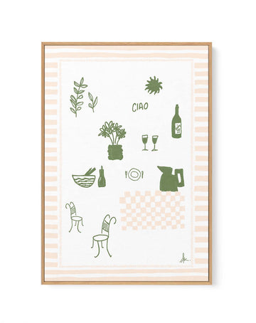 Ciao Forest Green Pink by Anne Korako | Framed Canvas Art Print from Olive et Oriel where you can shop wallpaper and artworks online