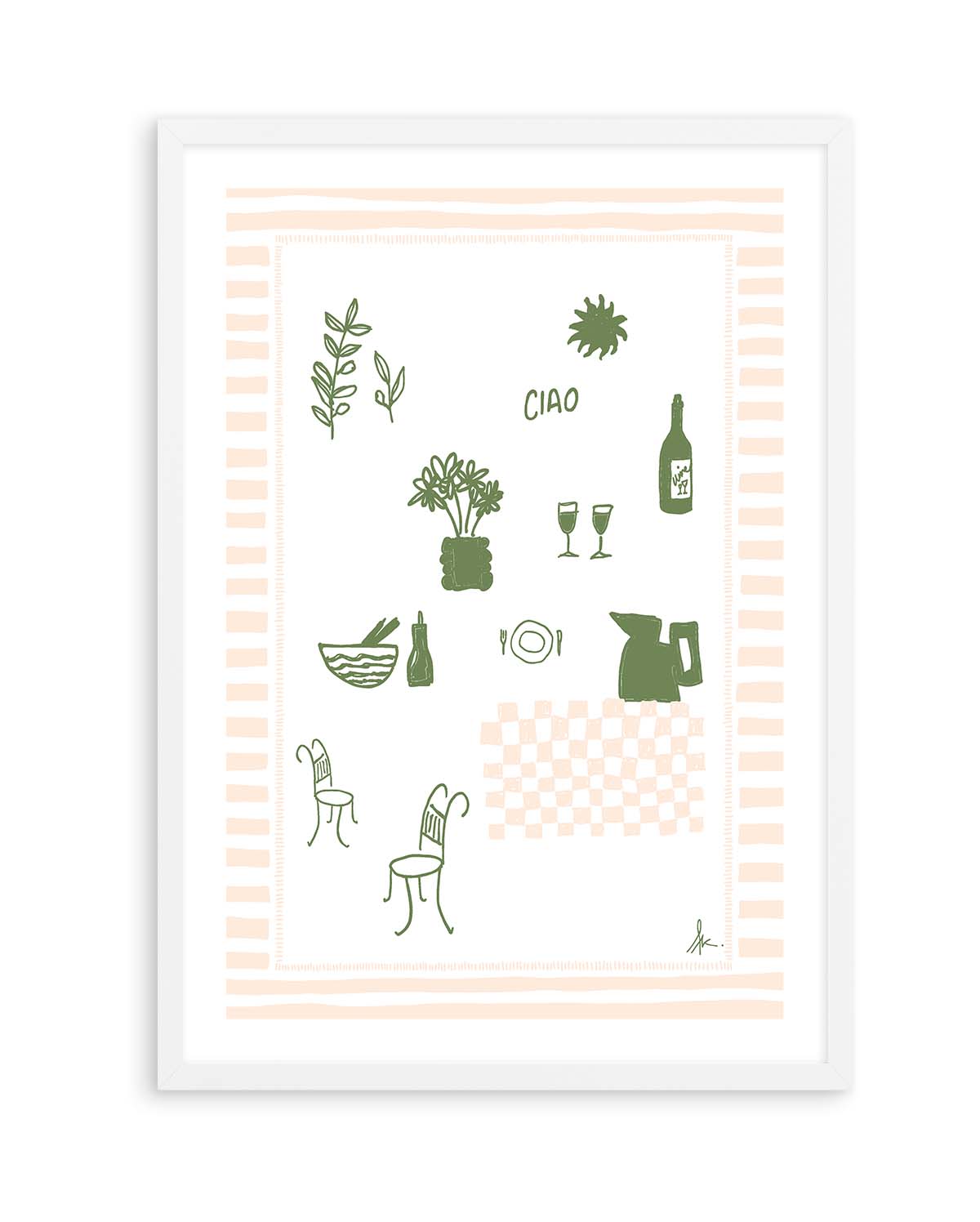 Ciao Forest Green Pink by Anne Korako | Art Print