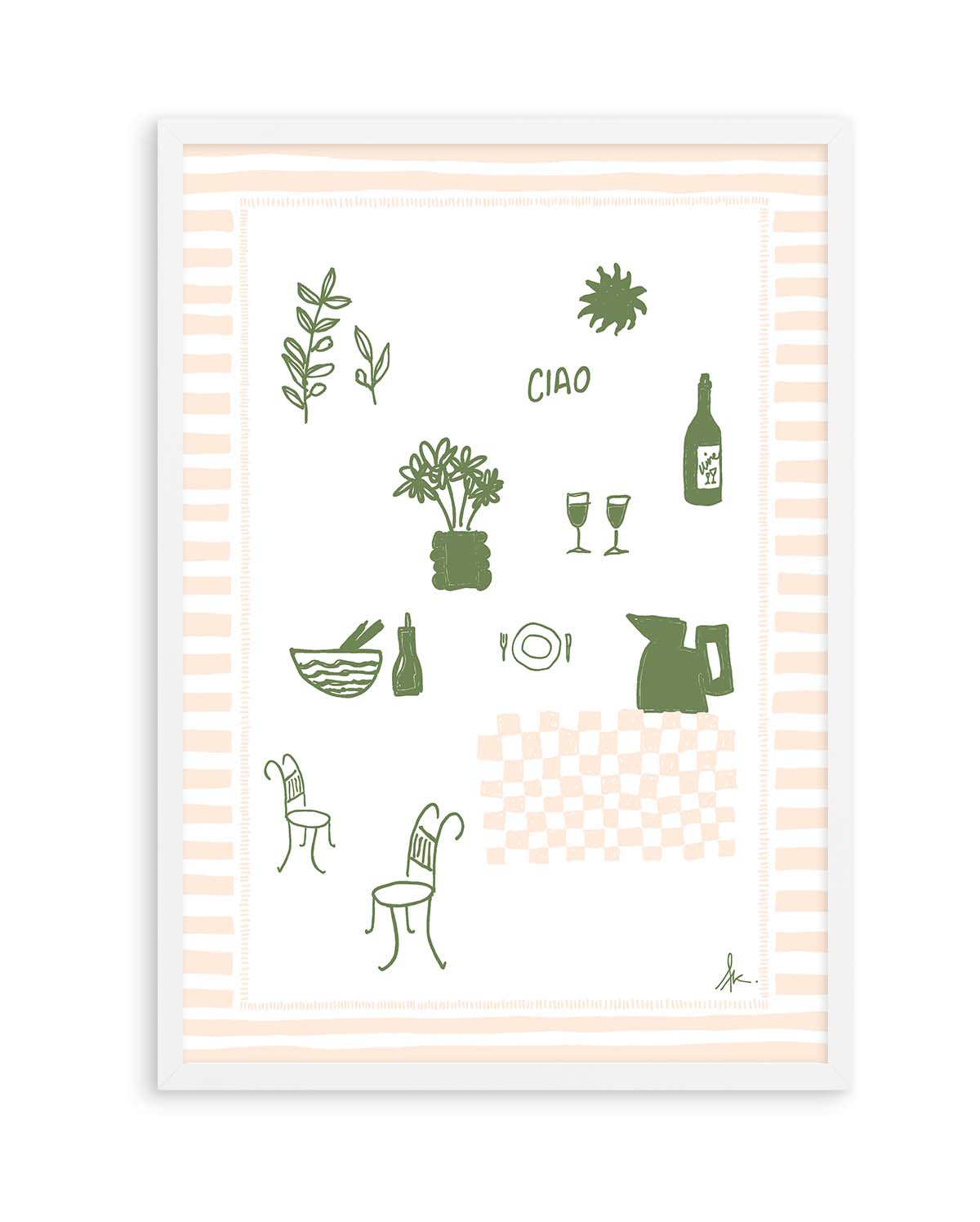 Ciao Forest Green Pink by Anne Korako | Art Print