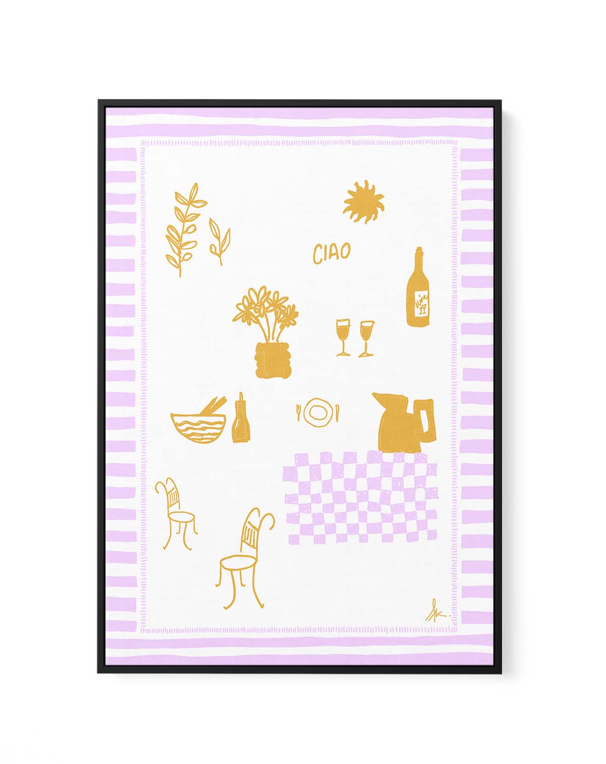 Ciao Golden Purple by Anne Korako | Framed Canvas Art Print