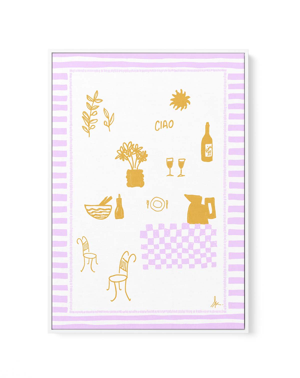 Ciao Golden Purple by Anne Korako | Framed Canvas Art Print