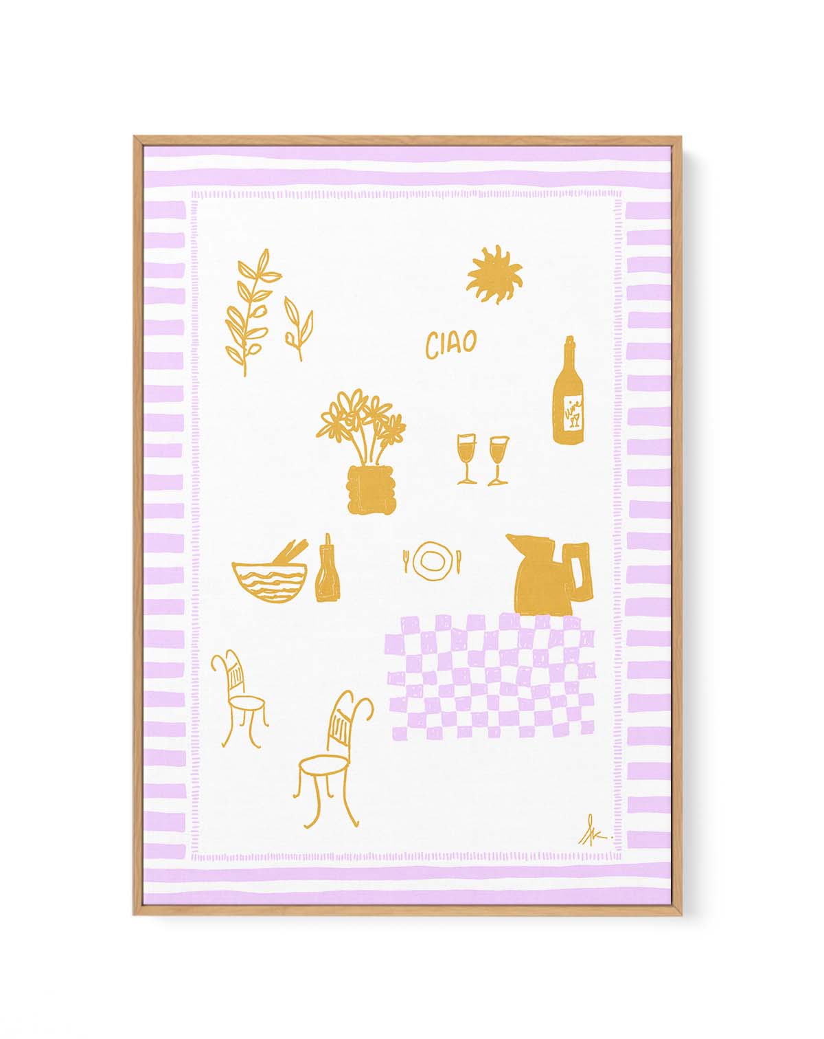 Ciao Golden Purple by Anne Korako | Framed Canvas Art Print