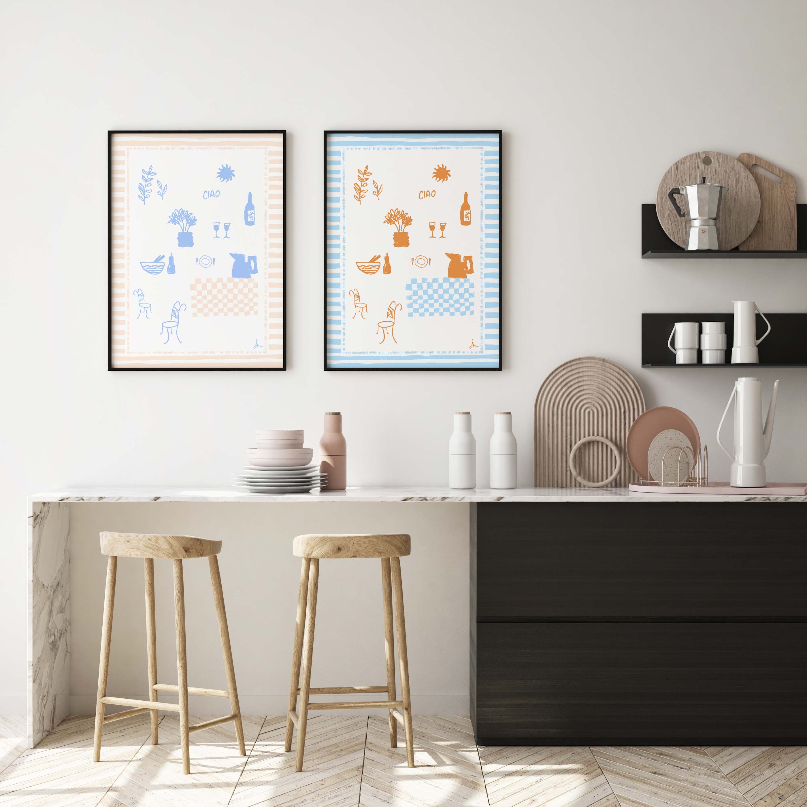 Ciao Tan Baby Blue by Anne Korako | Art Print