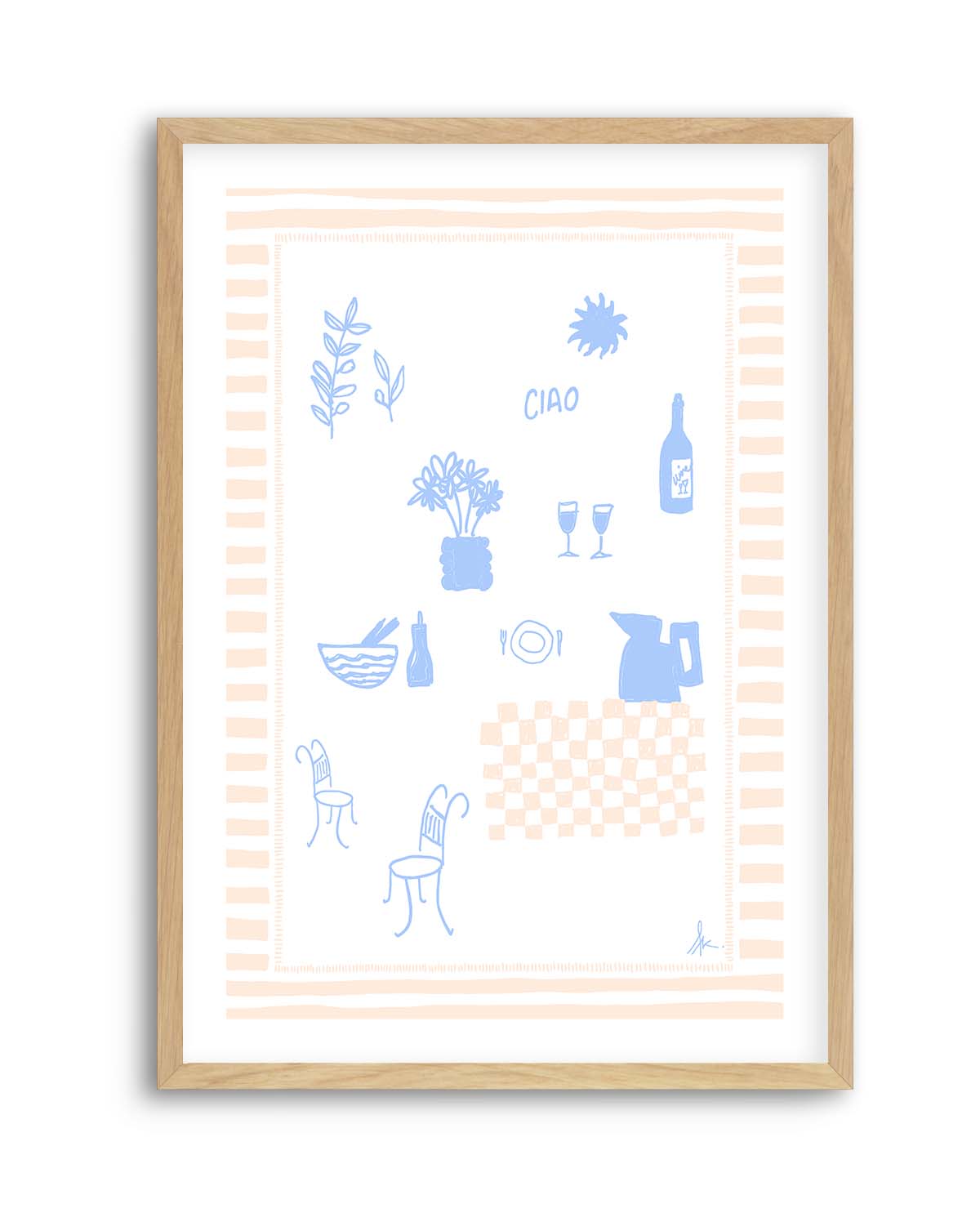 Ciao Soft Blue Pink by Anne Korako | Art Print