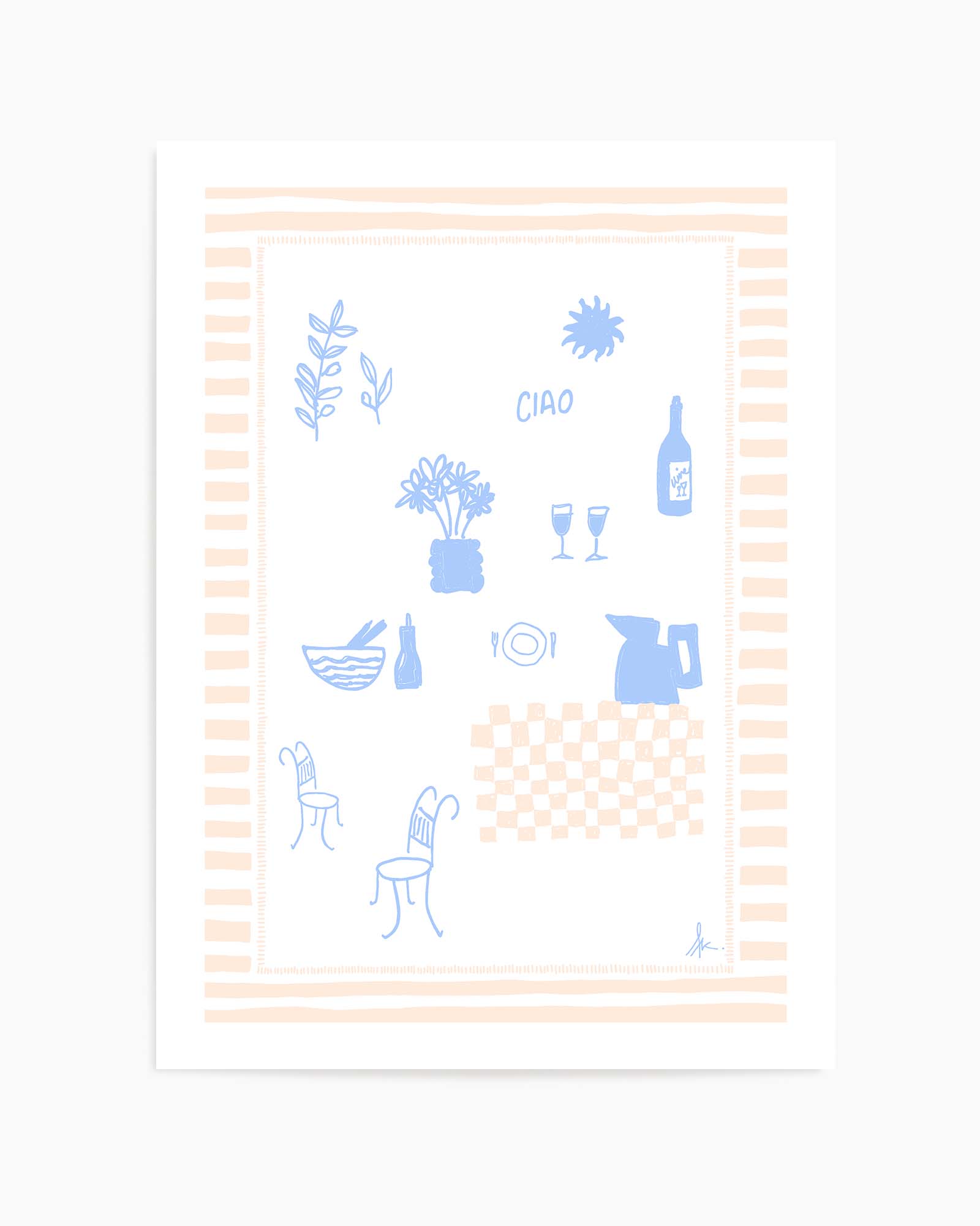 Ciao Soft Blue Pink by Anne Korako | Art Print