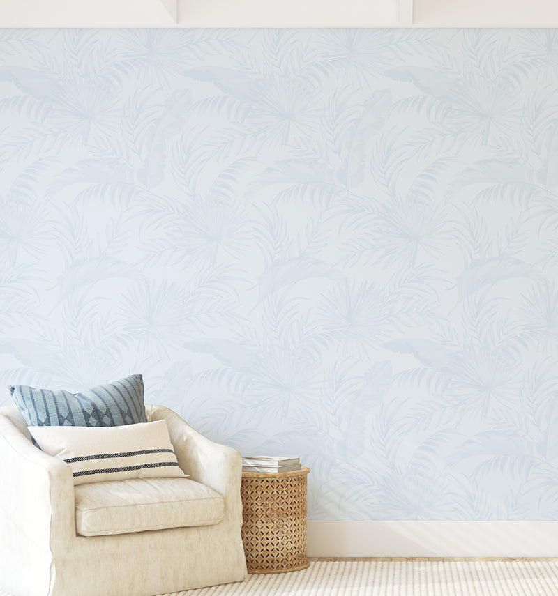 Coastal Luxe Palms Wallpaper | Duck Egg Blue