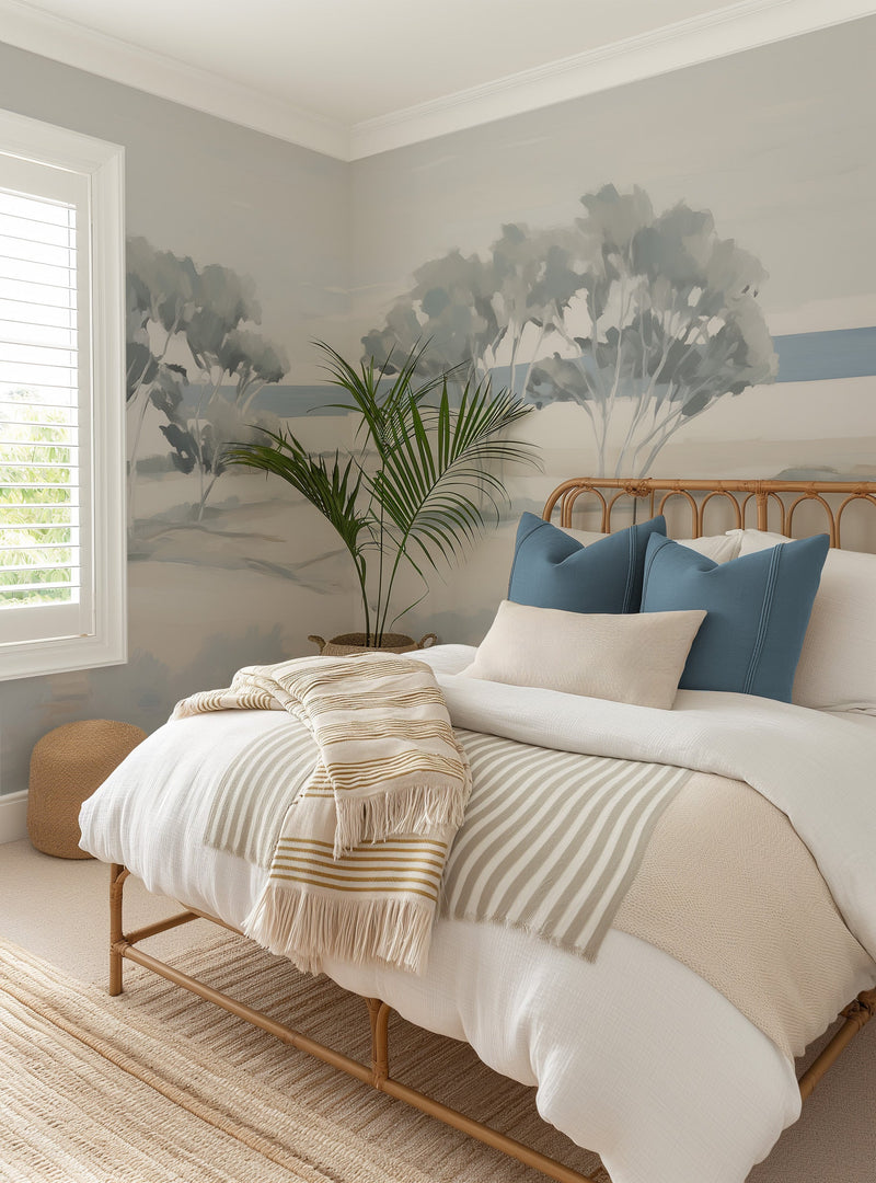Coastal Trees Wallpaper Mural from Olive et Oriel where you can shop wallpaper and artworks online