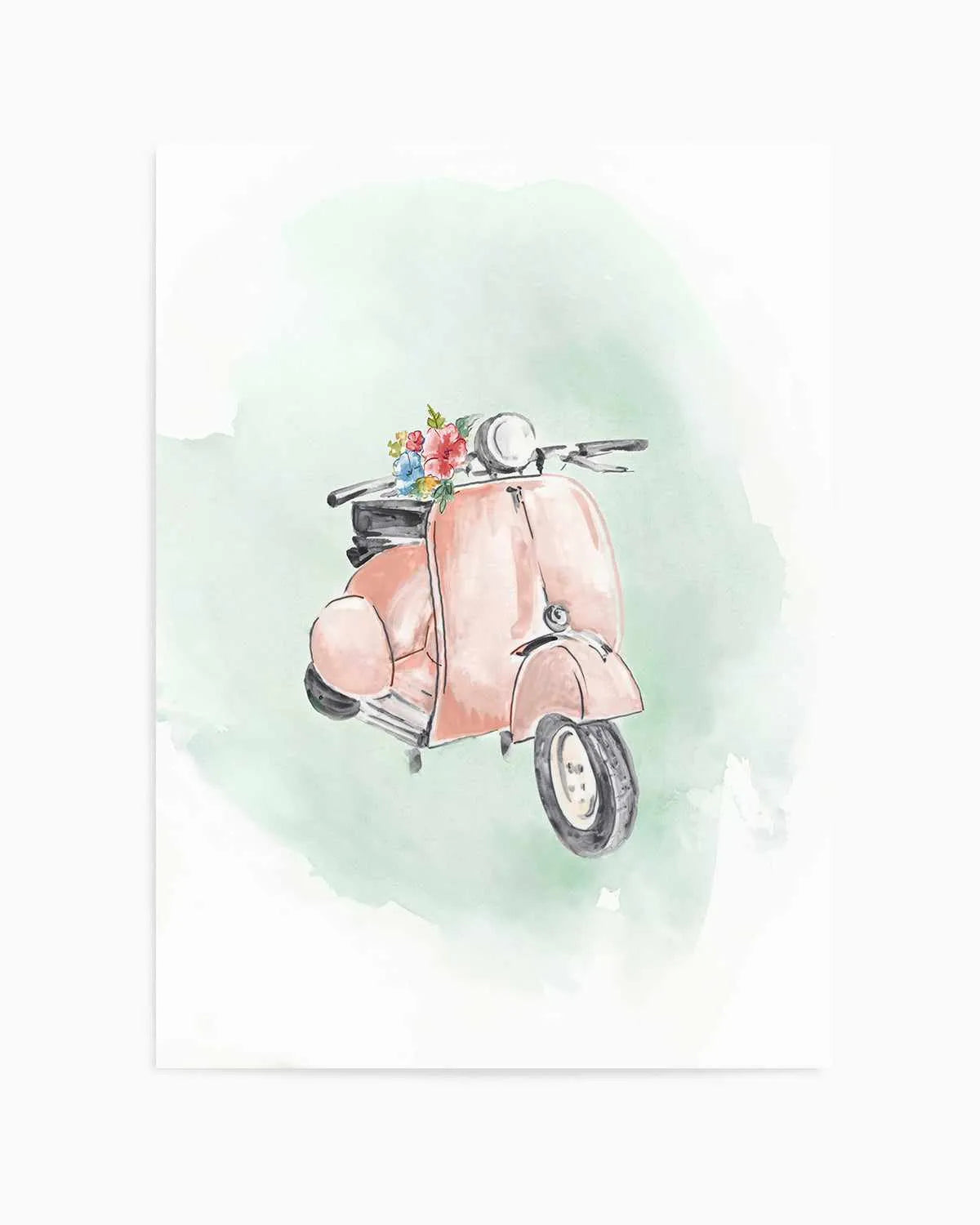 Coral Bike Art Print from Olive et Oriel where you can shop wallpaper and artworks online