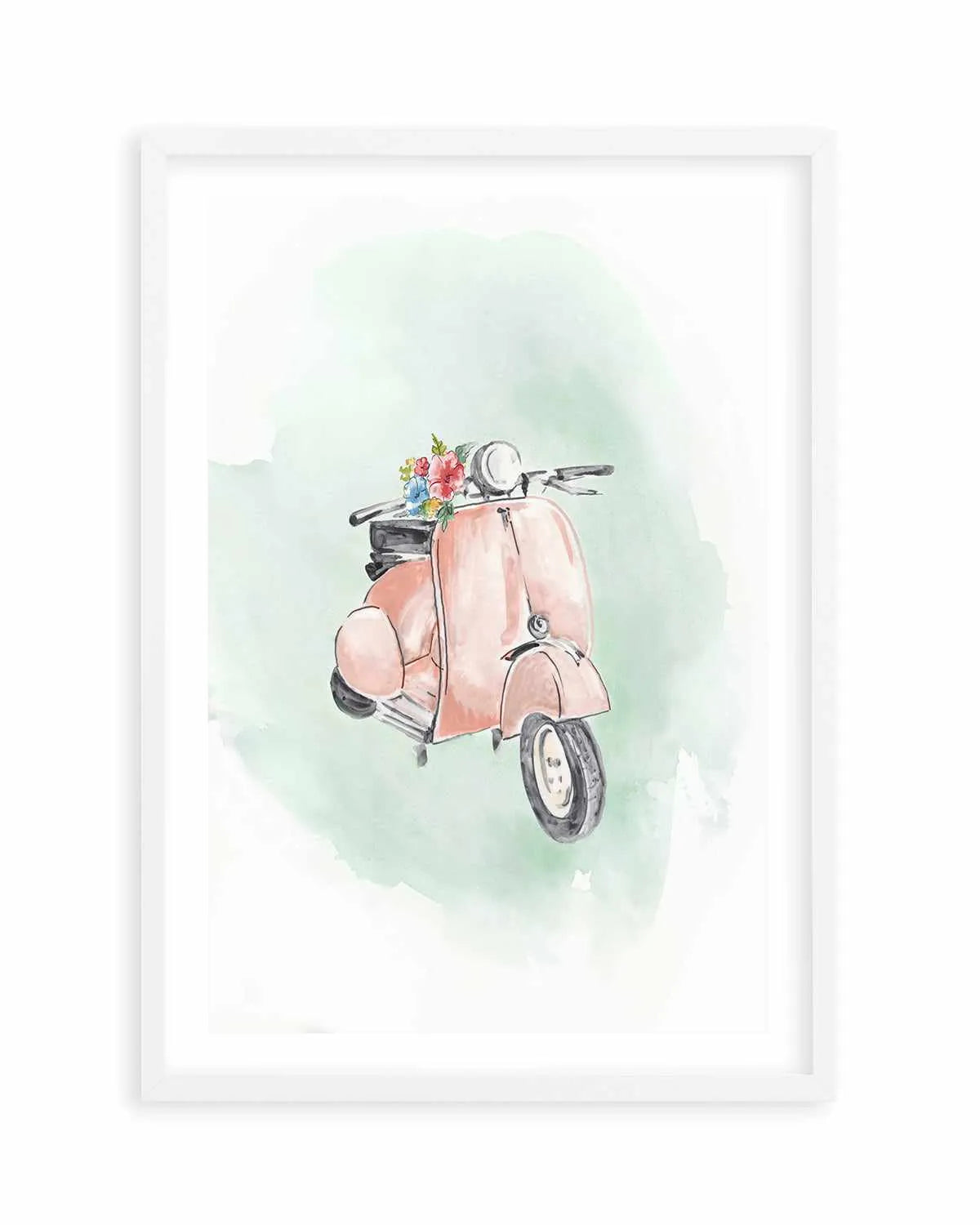 Coral Bike Art Print from Olive et Oriel where you can shop wallpaper and artworks online