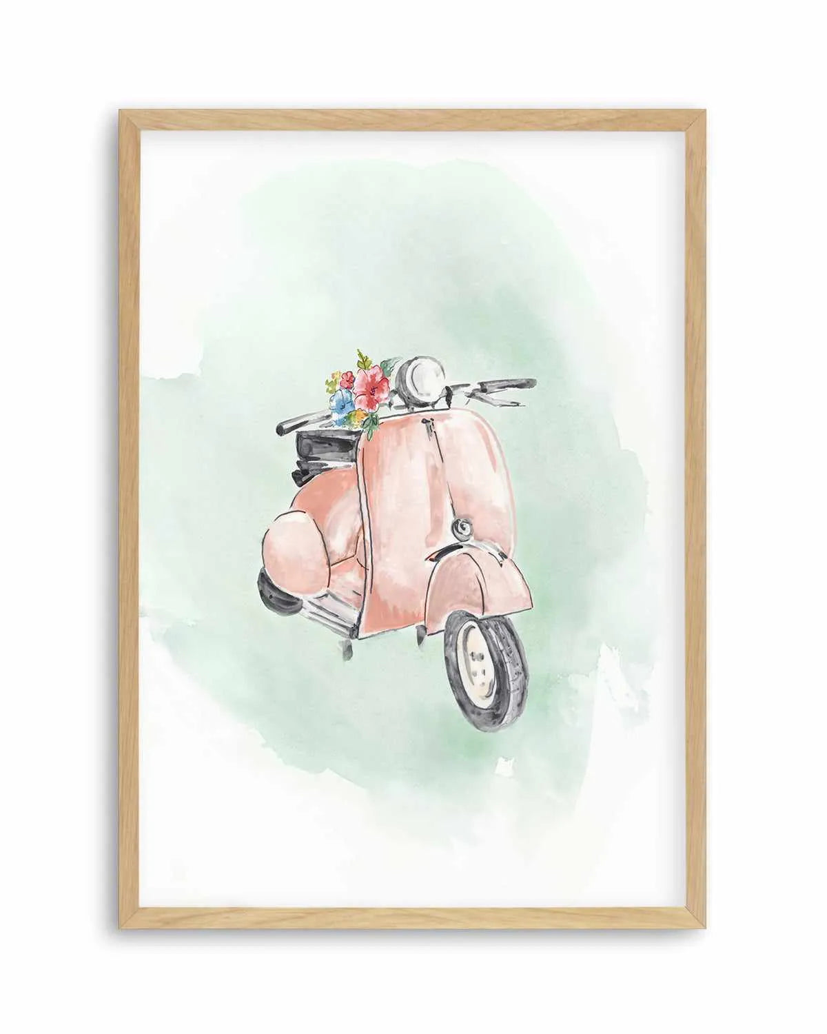 Coral Bike Art Print from Olive et Oriel where you can shop wallpaper and artworks online
