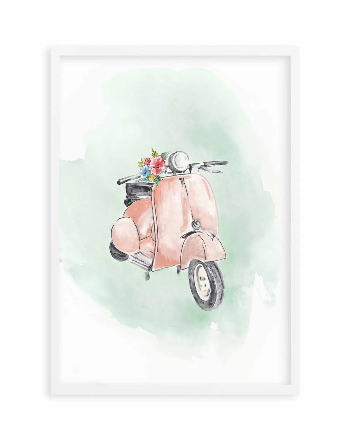Coral Bike Art Print from Olive et Oriel where you can shop wallpaper and artworks online