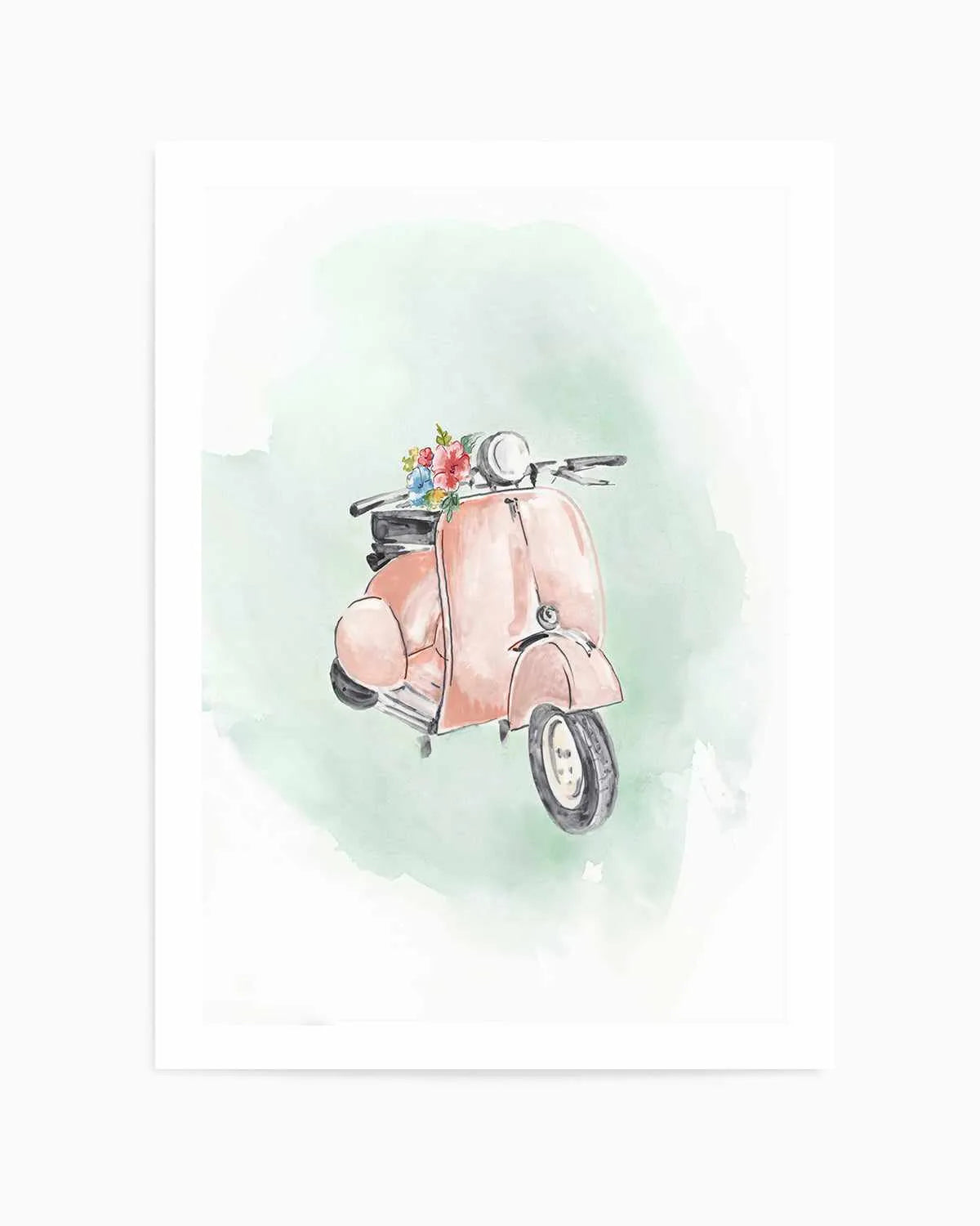 Coral Bike Art Print from Olive et Oriel where you can shop wallpaper and artworks online
