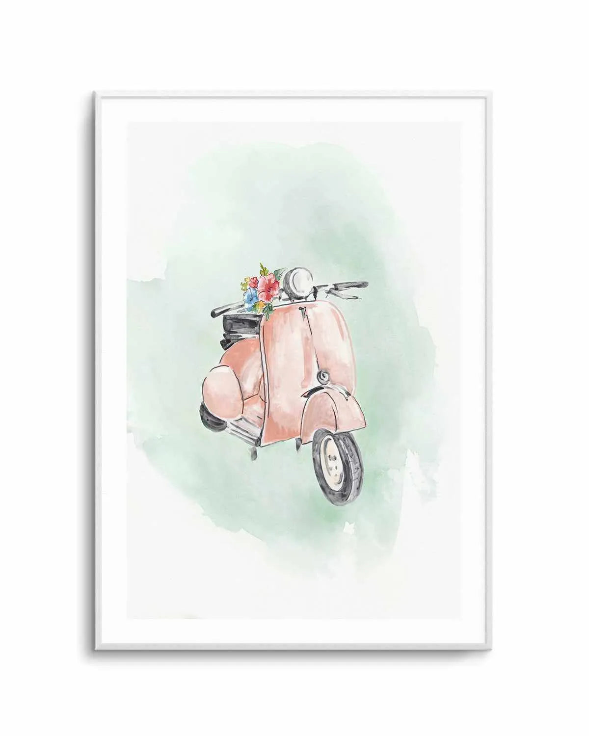 Coral Bike Art Print from Olive et Oriel where you can shop wallpaper and artworks online