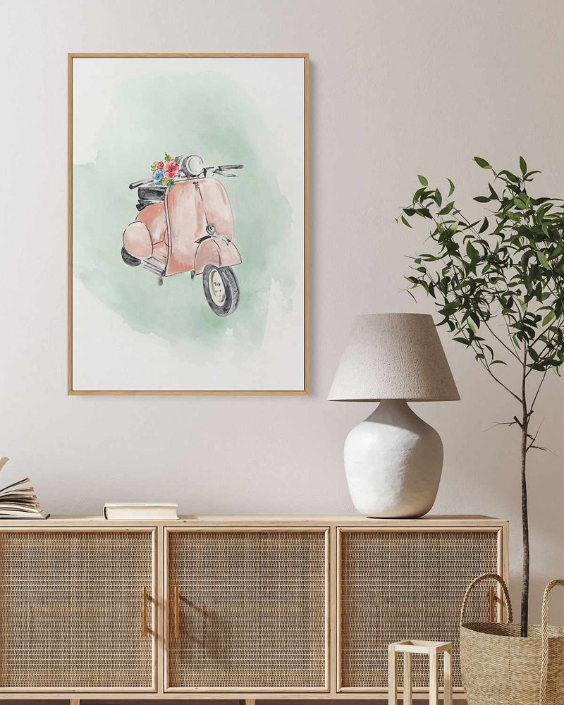Coral Bike | Framed Canvas Art Print
