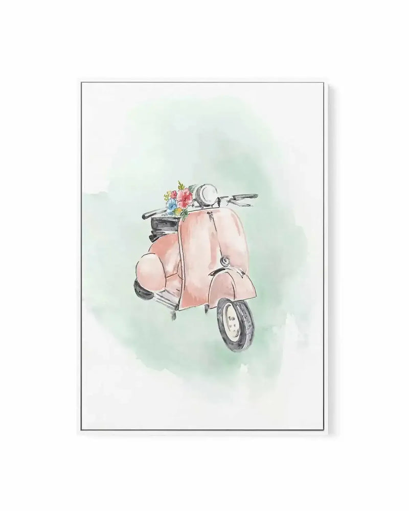 Coral Bike | Framed Canvas Art Print from Olive et Oriel where you can shop wallpaper and artworks online