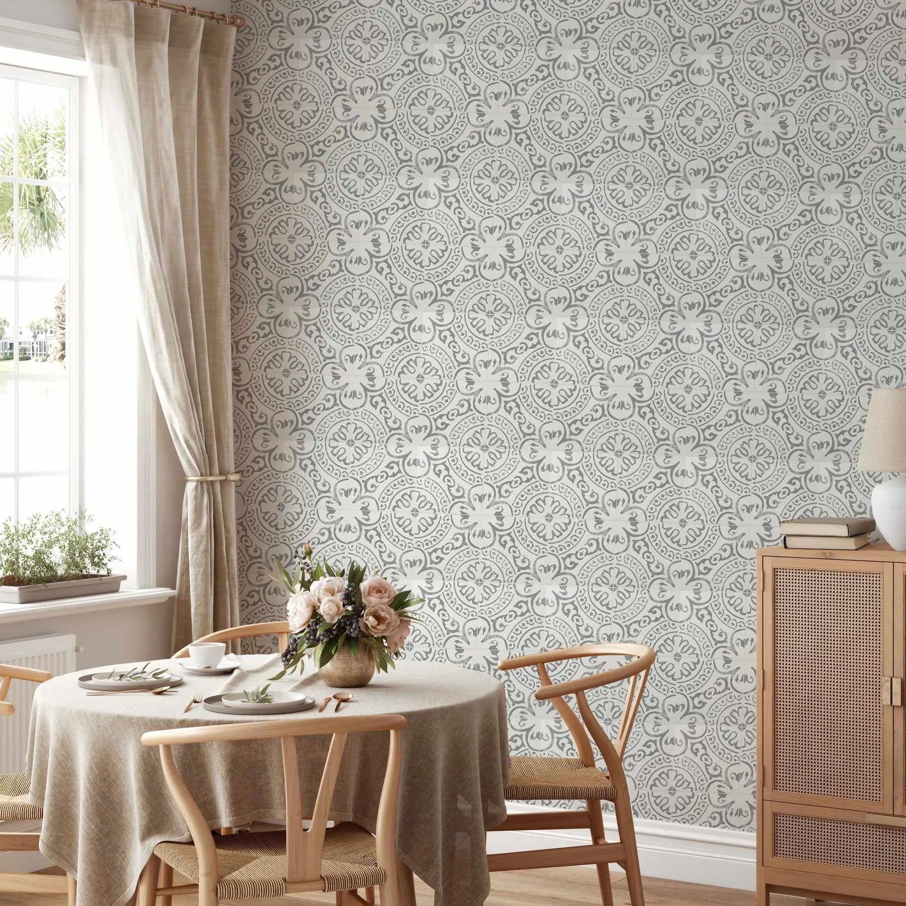 Cottage Tile Wallpaper from Olive et Oriel where you can shop wallpaper and artworks online
