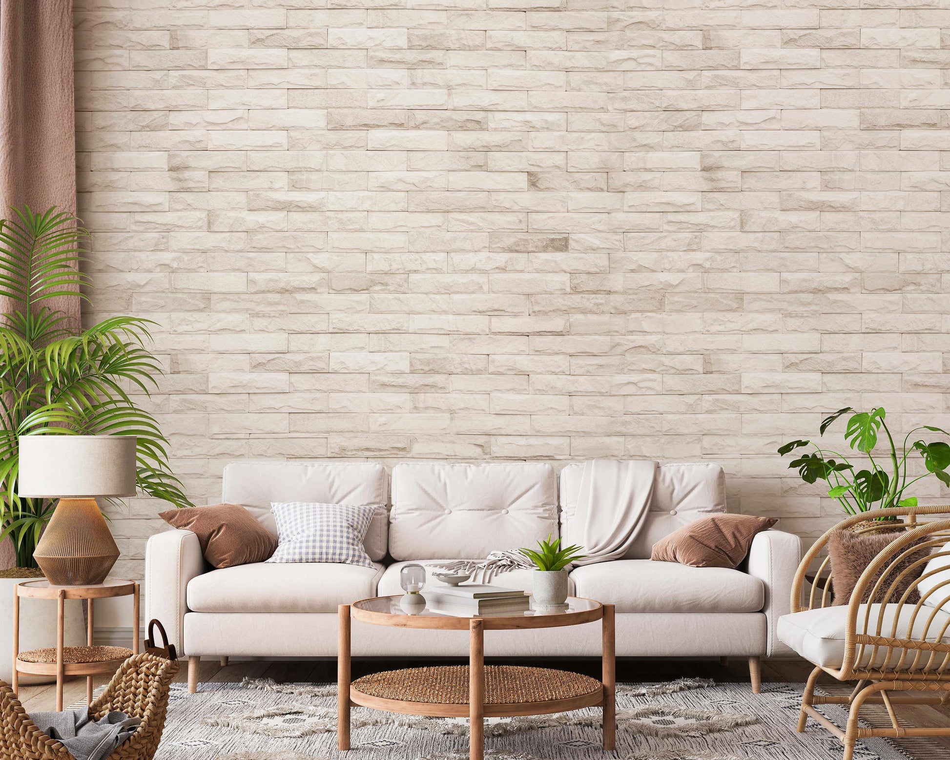 Cream Brick Wallpaper from Olive et Oriel where you can shop wallpaper and artworks online