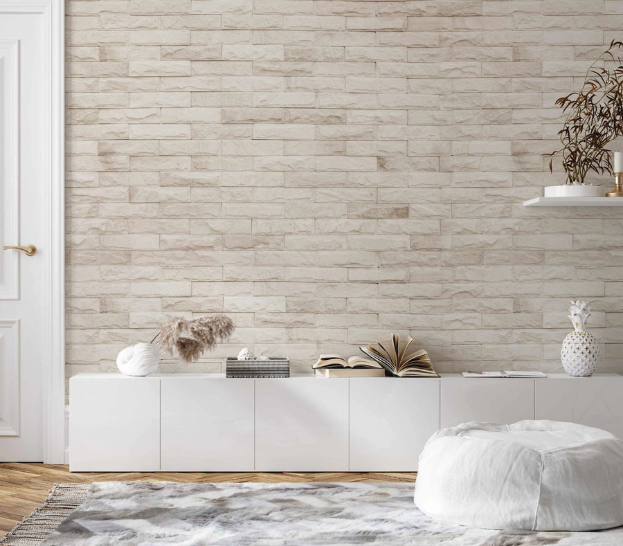 Cream Brick Wallpaper from Olive et Oriel where you can shop wallpaper and artworks online