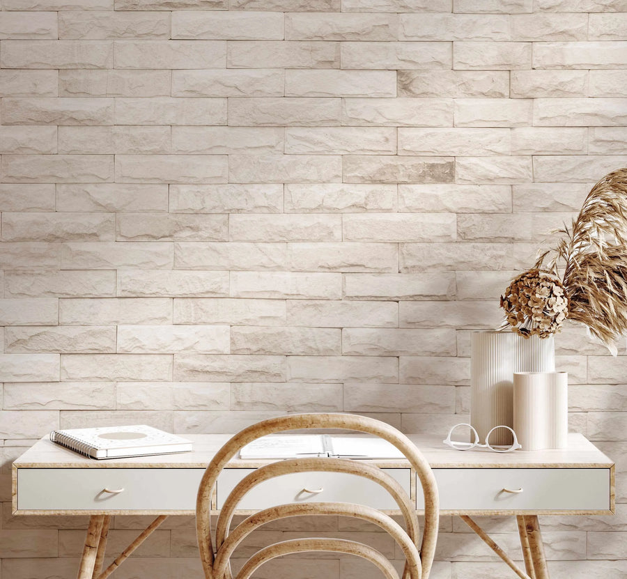 Cream Brick Wallpaper from Olive et Oriel where you can shop wallpaper and artworks online